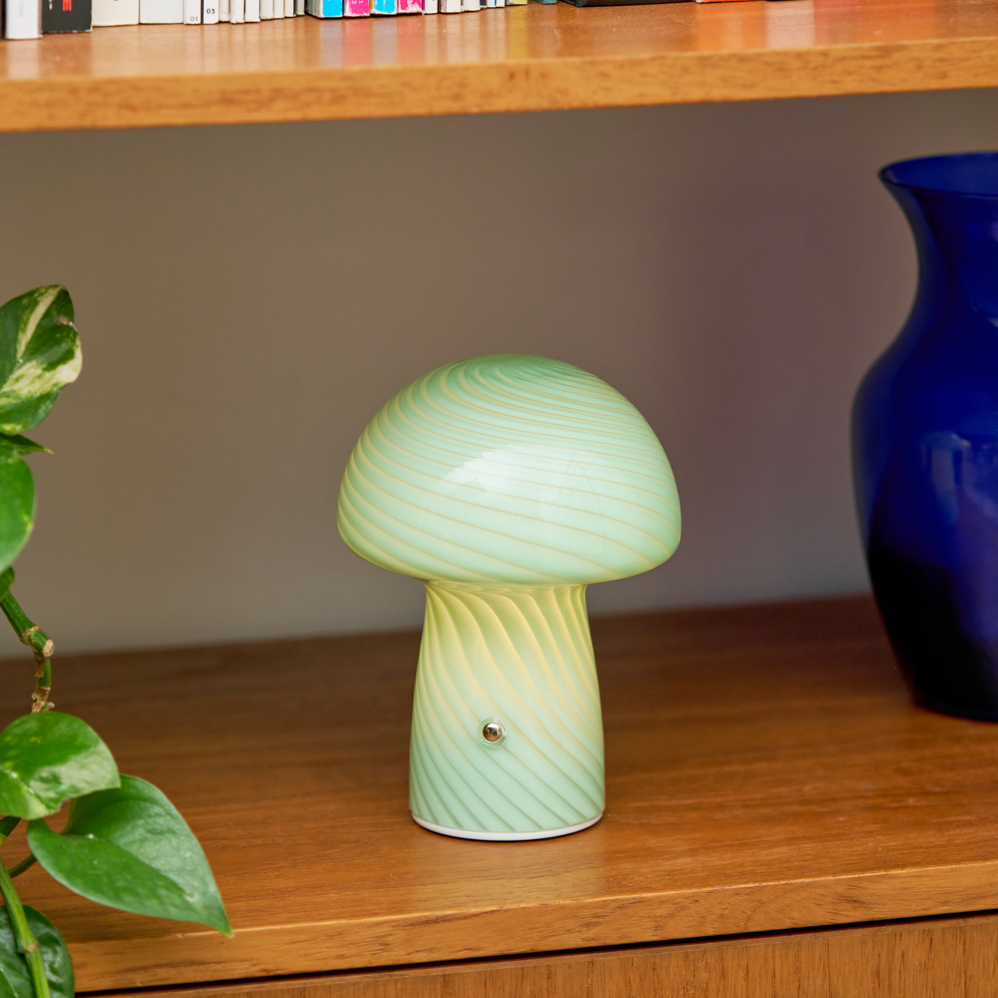 Portable Mini Glass Mushroom Lamp, Green