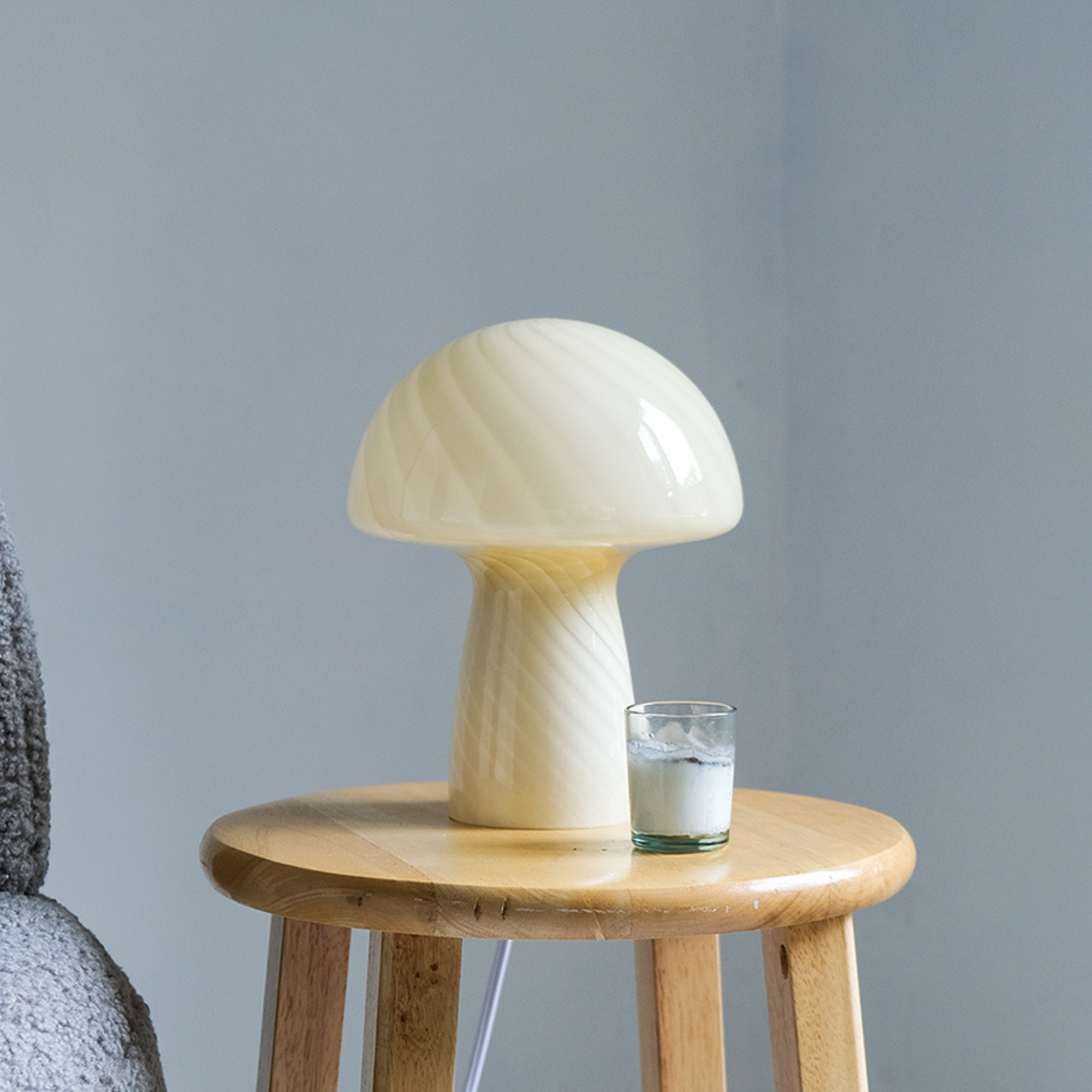 Glass Mushroom Table Lamp, Petite Close Top, Butter