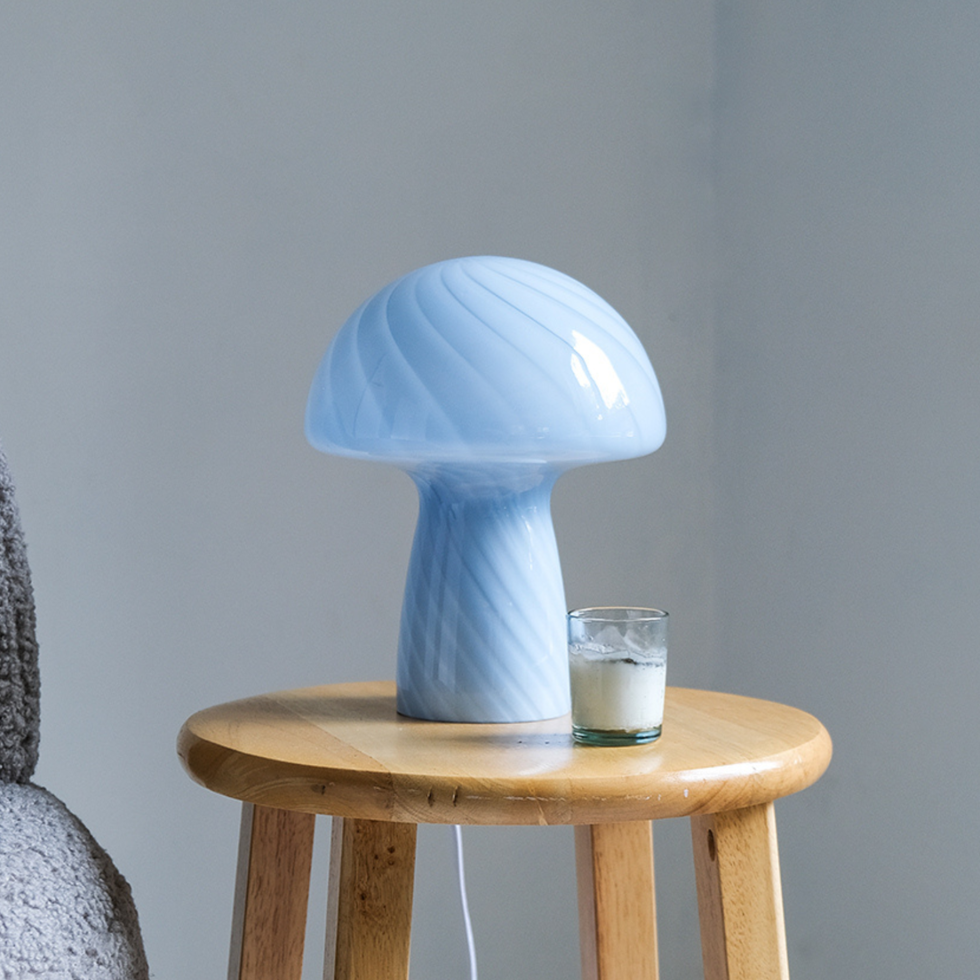 Glass Mushroom Table Lamp, Petite Close Top, Blue