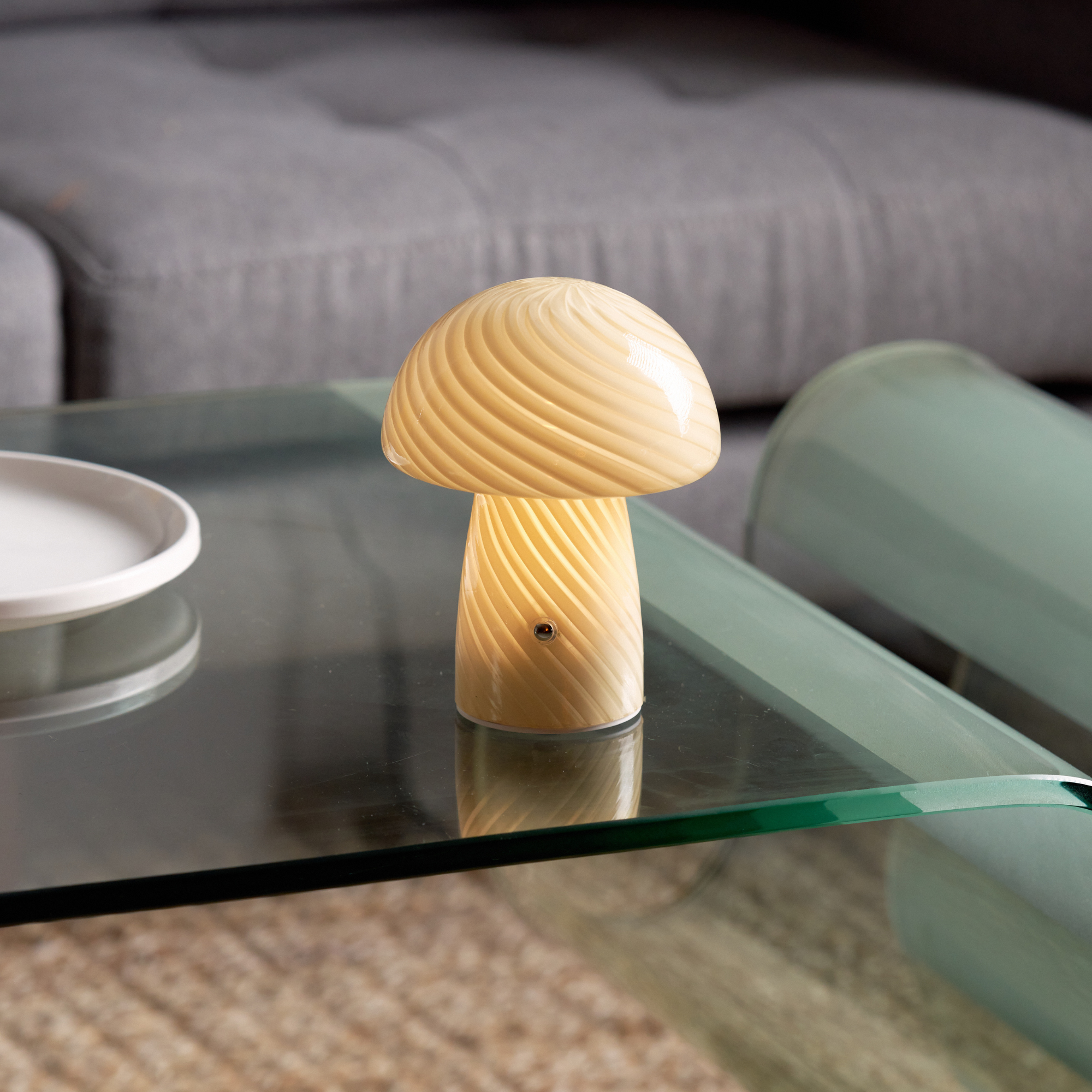 Portable Mini Glass Mushroom Lamp, Butter