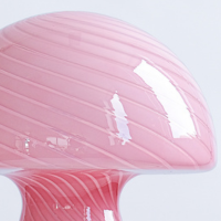 Glass Mushroom Table Lamp, Large Close Top, Pink