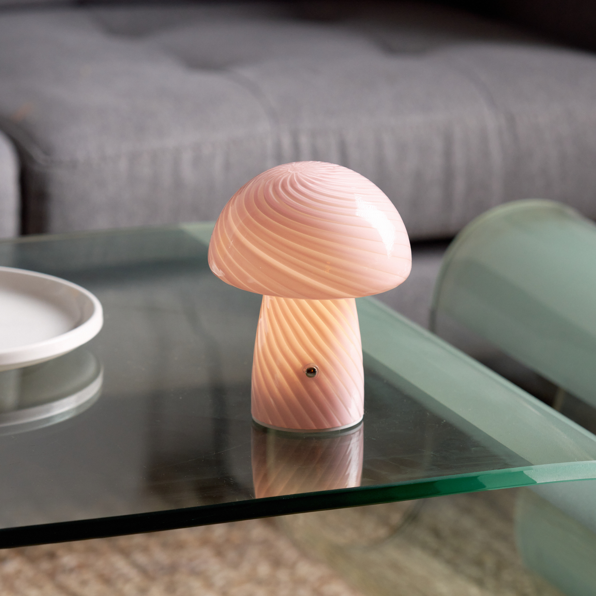 Portable Mini Glass Mushroom Lamp, Pink