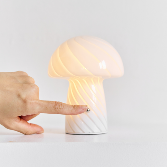 Portable Mini Glass Mushroom Lamp, Butter