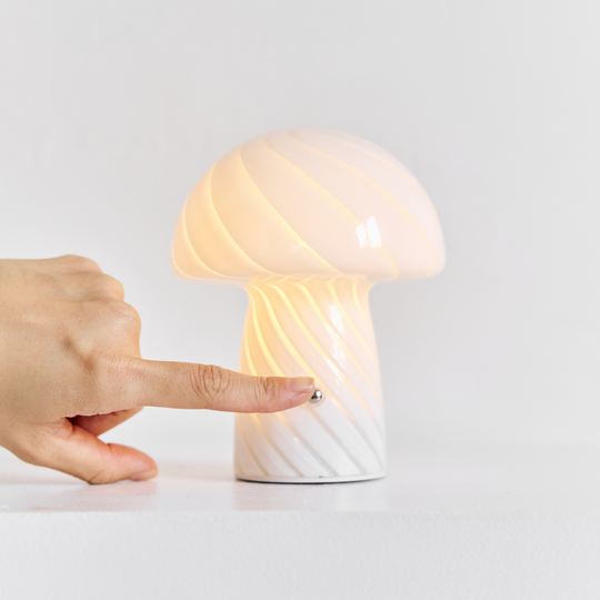 Portable Mini Glass Mushroom Lamp, Blue