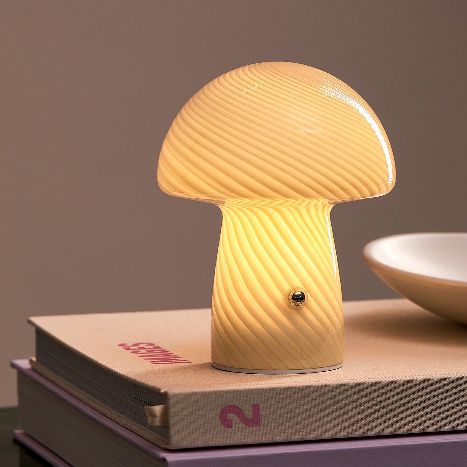 Portable Mini Glass Mushroom Lamp, Butter