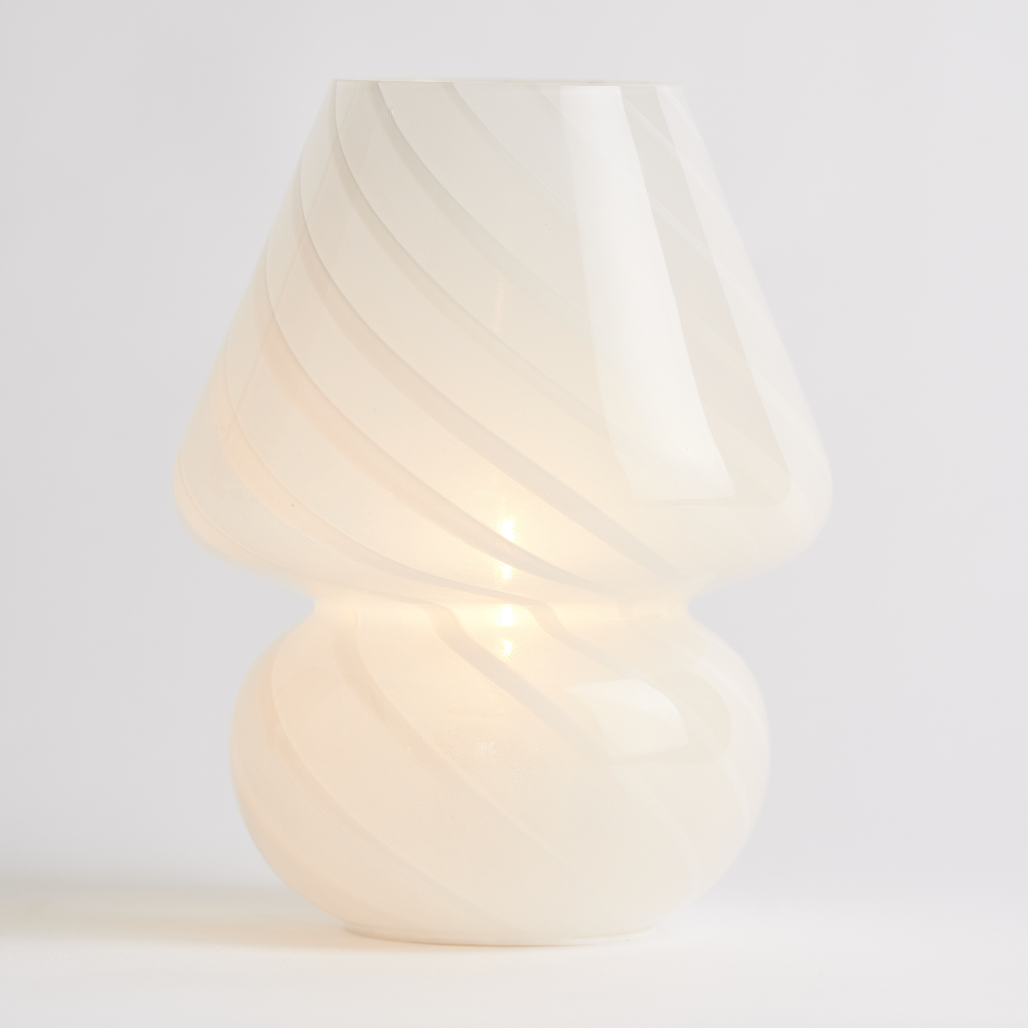 Portable Mini Open Top Glass Mushroom Lamp, White