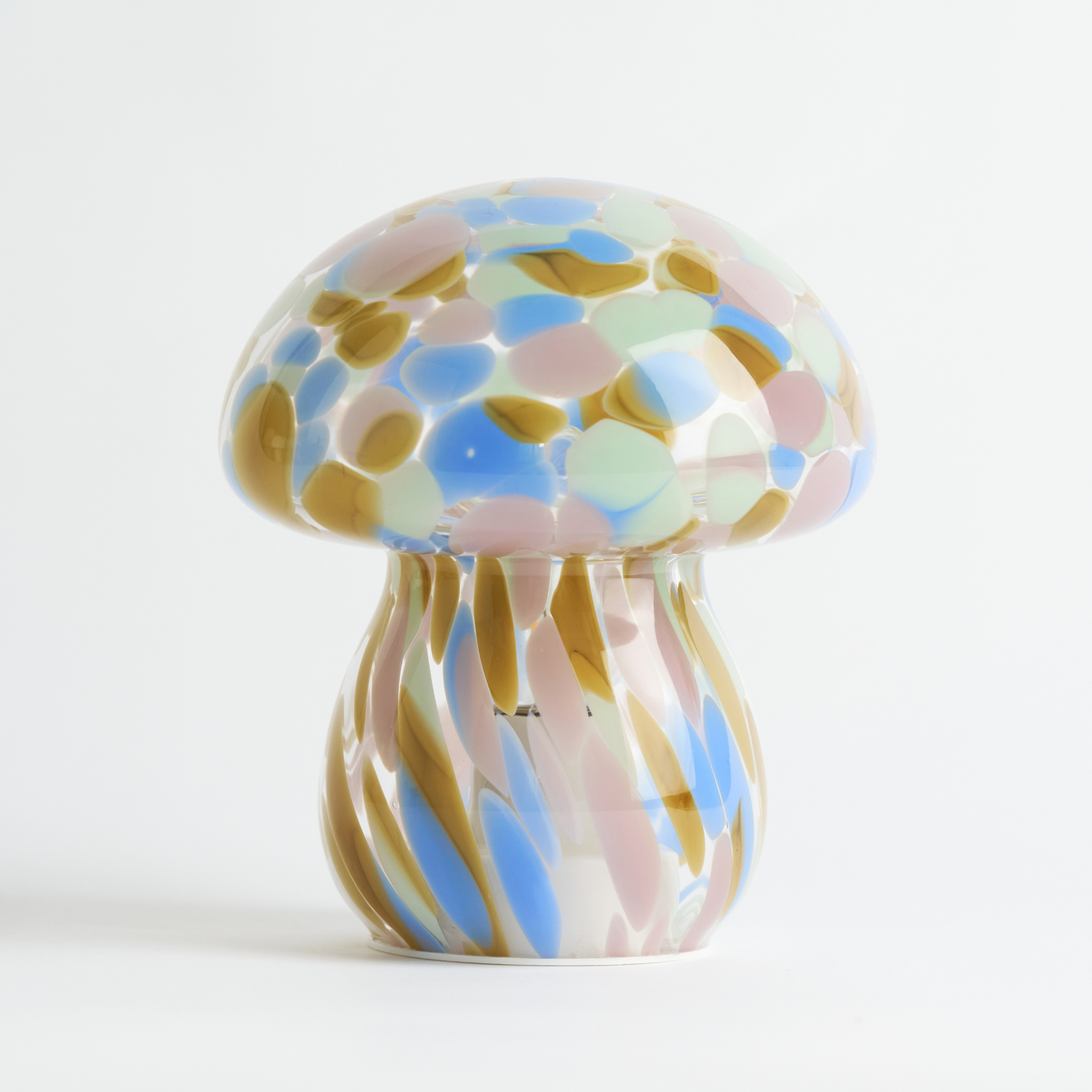 Portable Chubby Close Top Glass Mushroom Lamp, Kaleidoscope