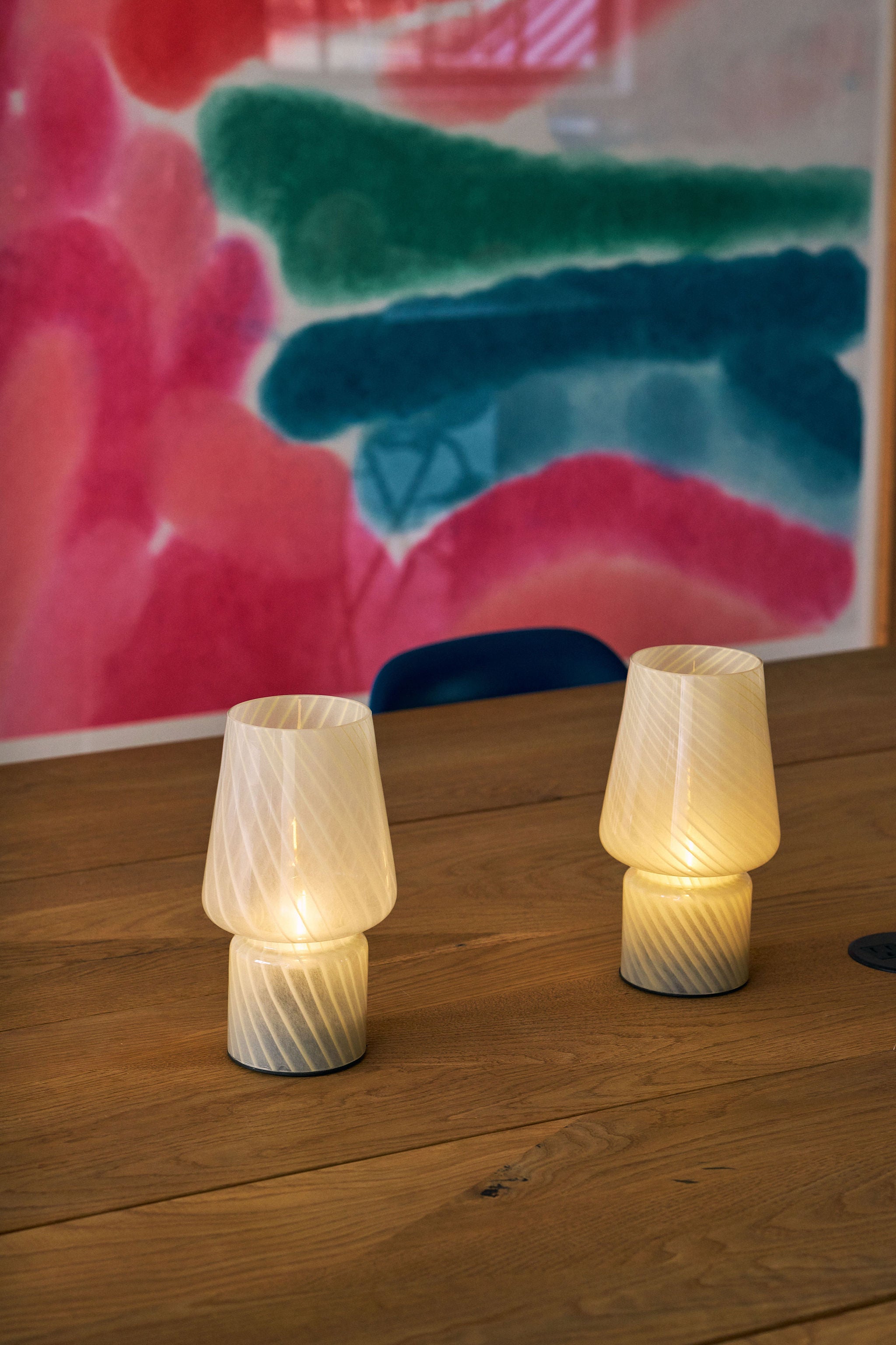 Portable Open Top Glass Mushroom Lamp, Butter