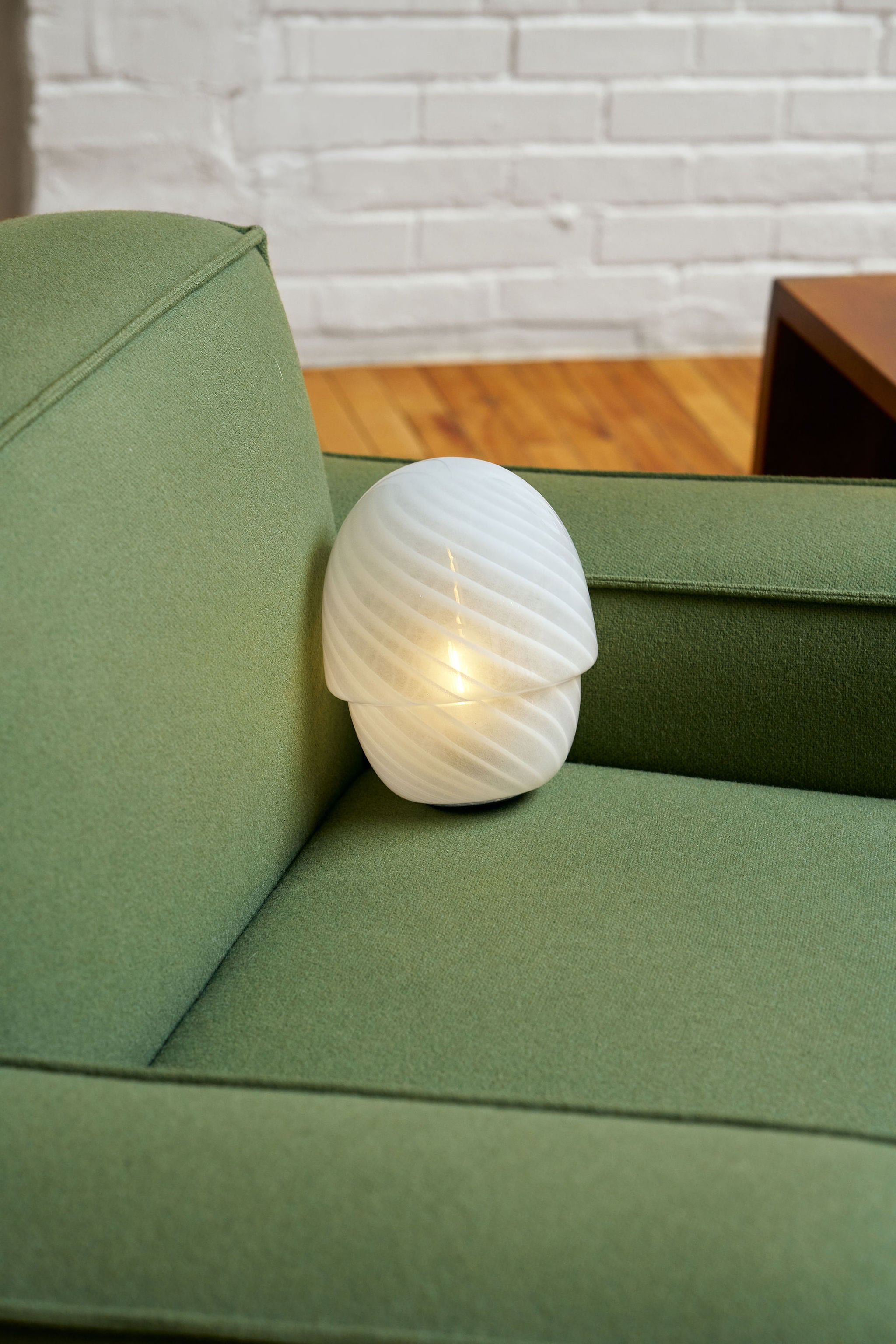 Portable Close Top Glass Mushroom Lamp, White