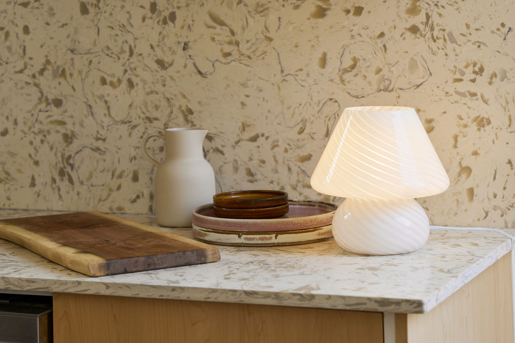 Glass Mushroom Table Lamp, Standard Open Top, White