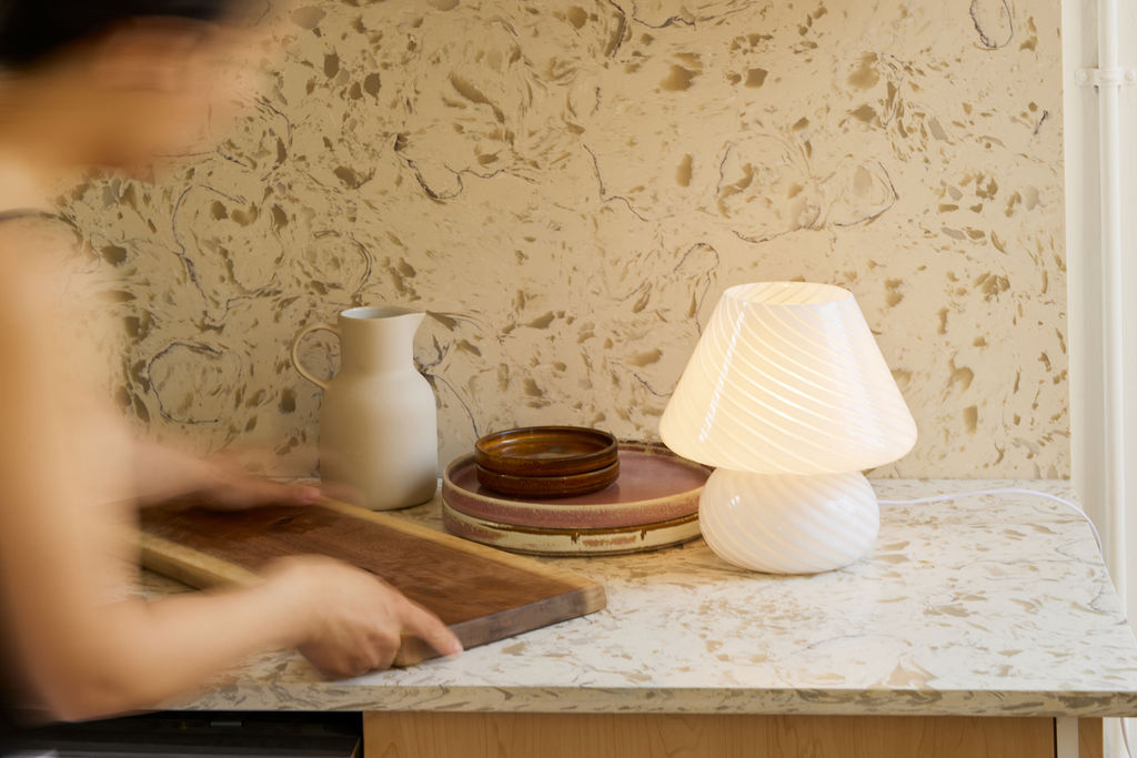 Glass Mushroom Table Lamp, Standard Open Top, White
