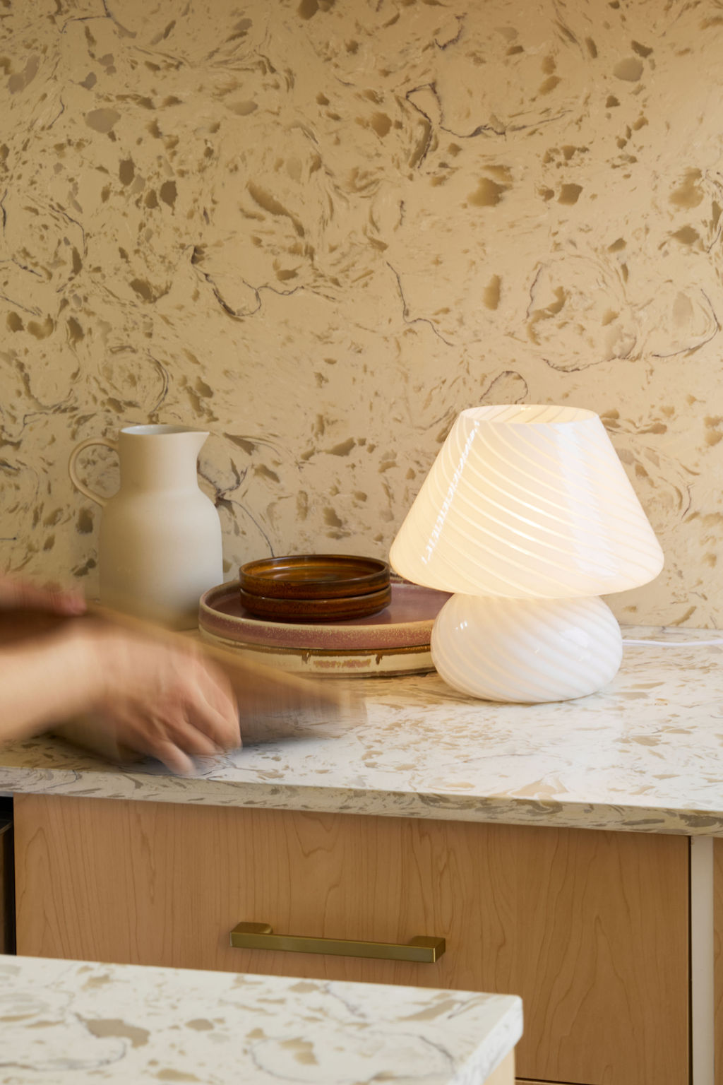 Glass Mushroom Table Lamp, Standard Open Top, White
