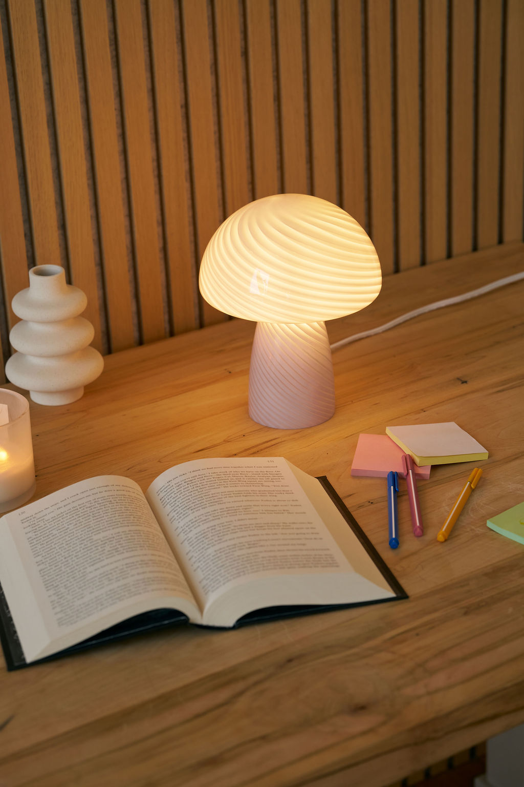 Glass Mushroom Table Lamp, Petite Close Top, Lilac