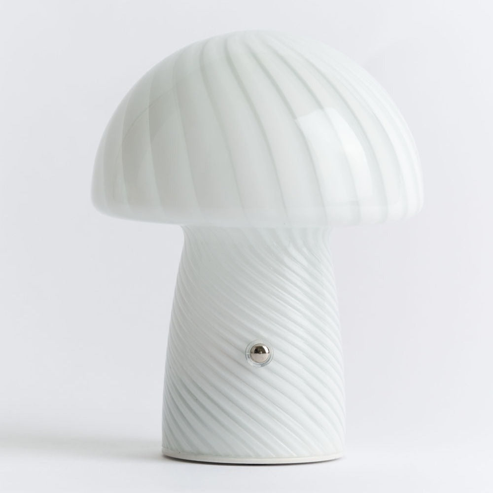 Portable Mini Glass Mushroom Lamp, White