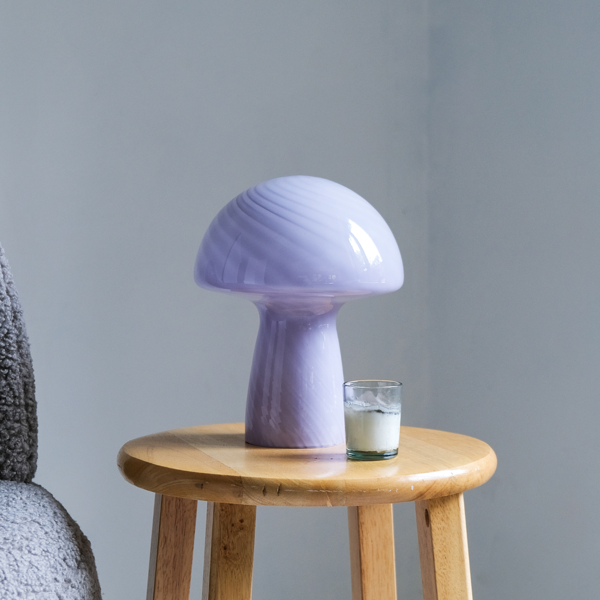 Glass Mushroom Table Lamp, Petite Close Top, Lilac