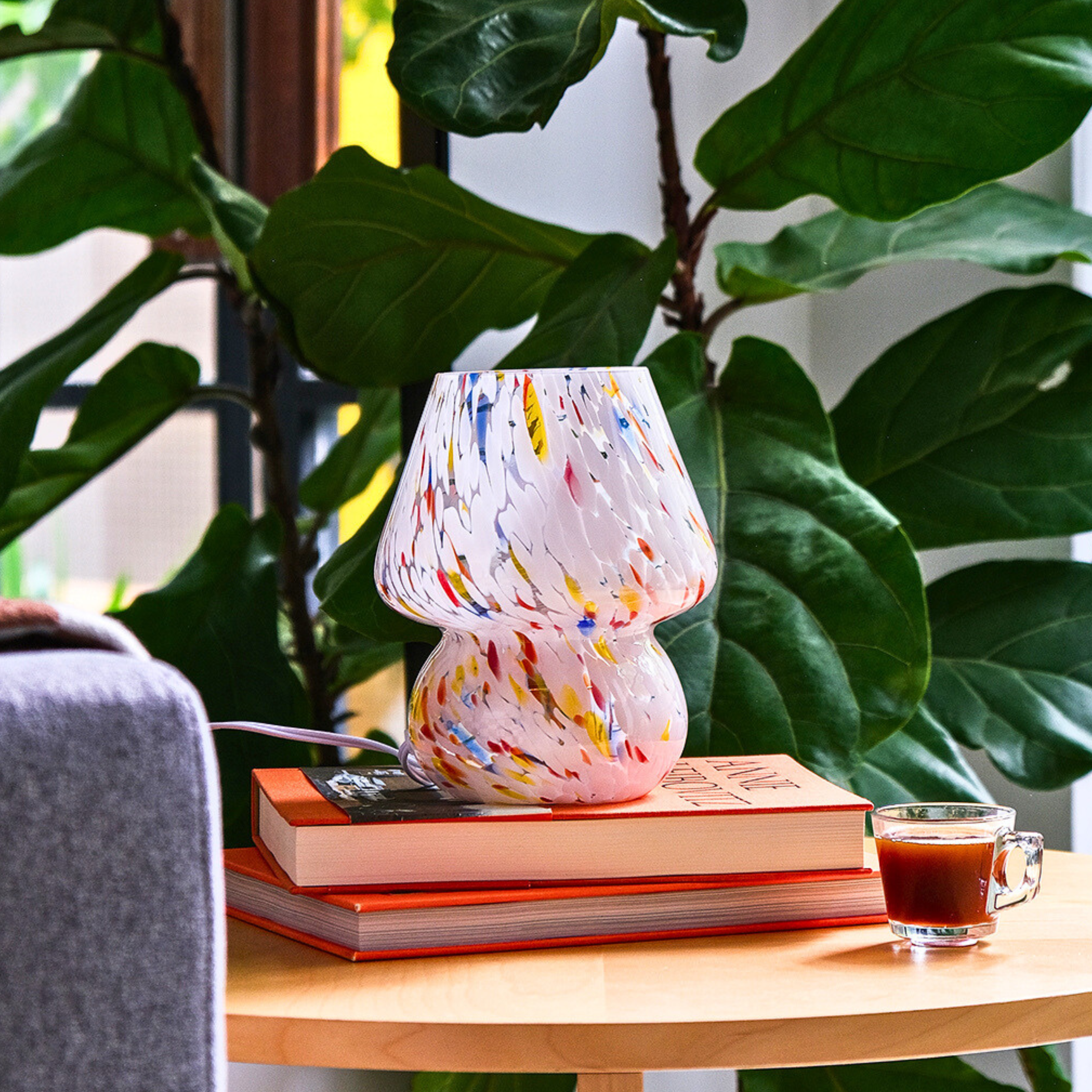 Glass Mushroom Table Lamp, Mini, Color Confetti
