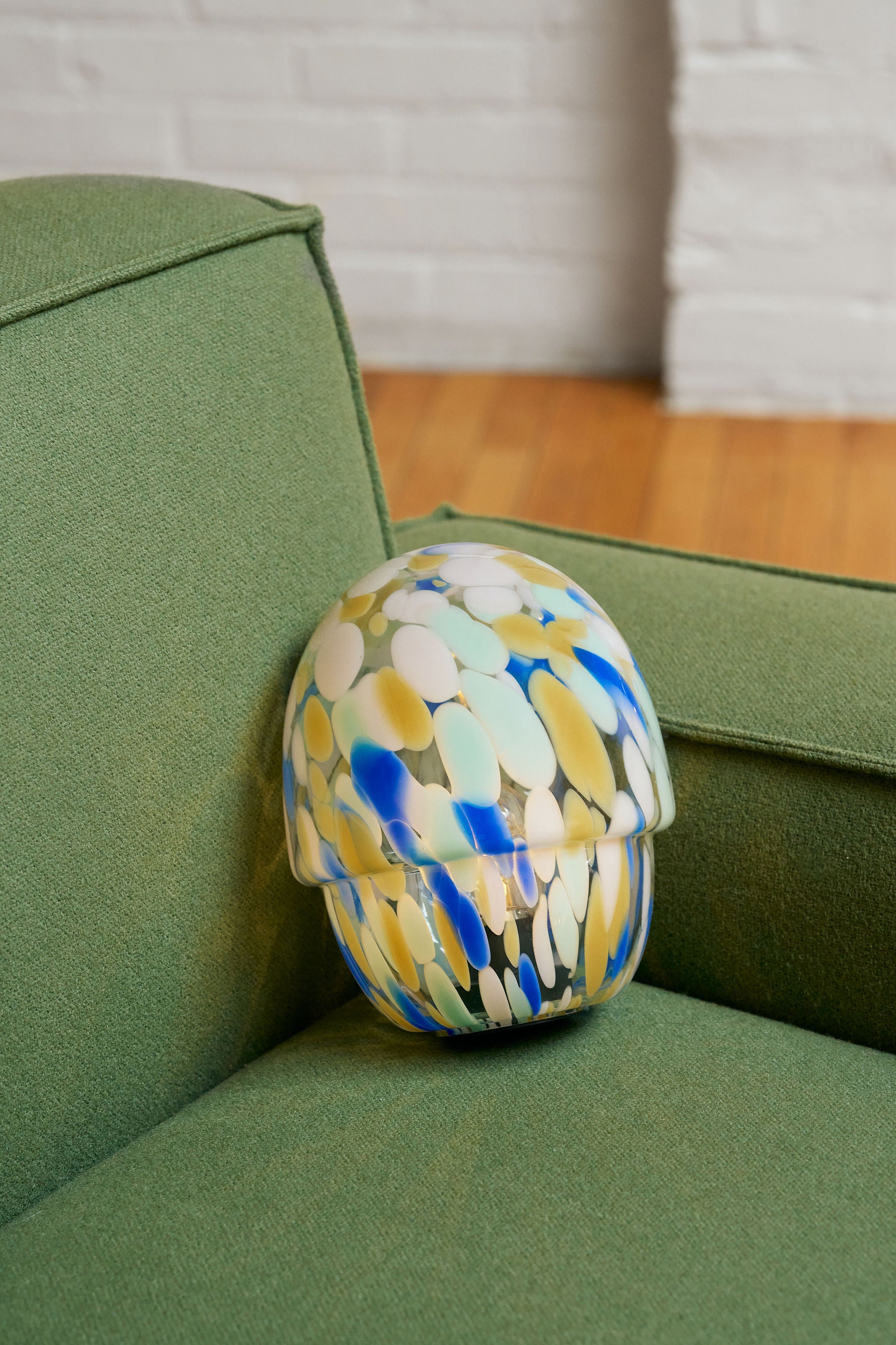 Portable Close Top Glass Mushroom Lamp, Kaleidoscope