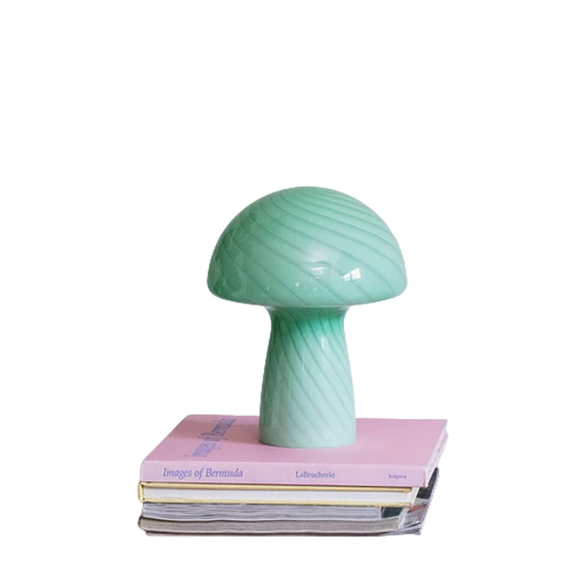 Glass Mushroom Table Lamp, Petite Close Top, Jade