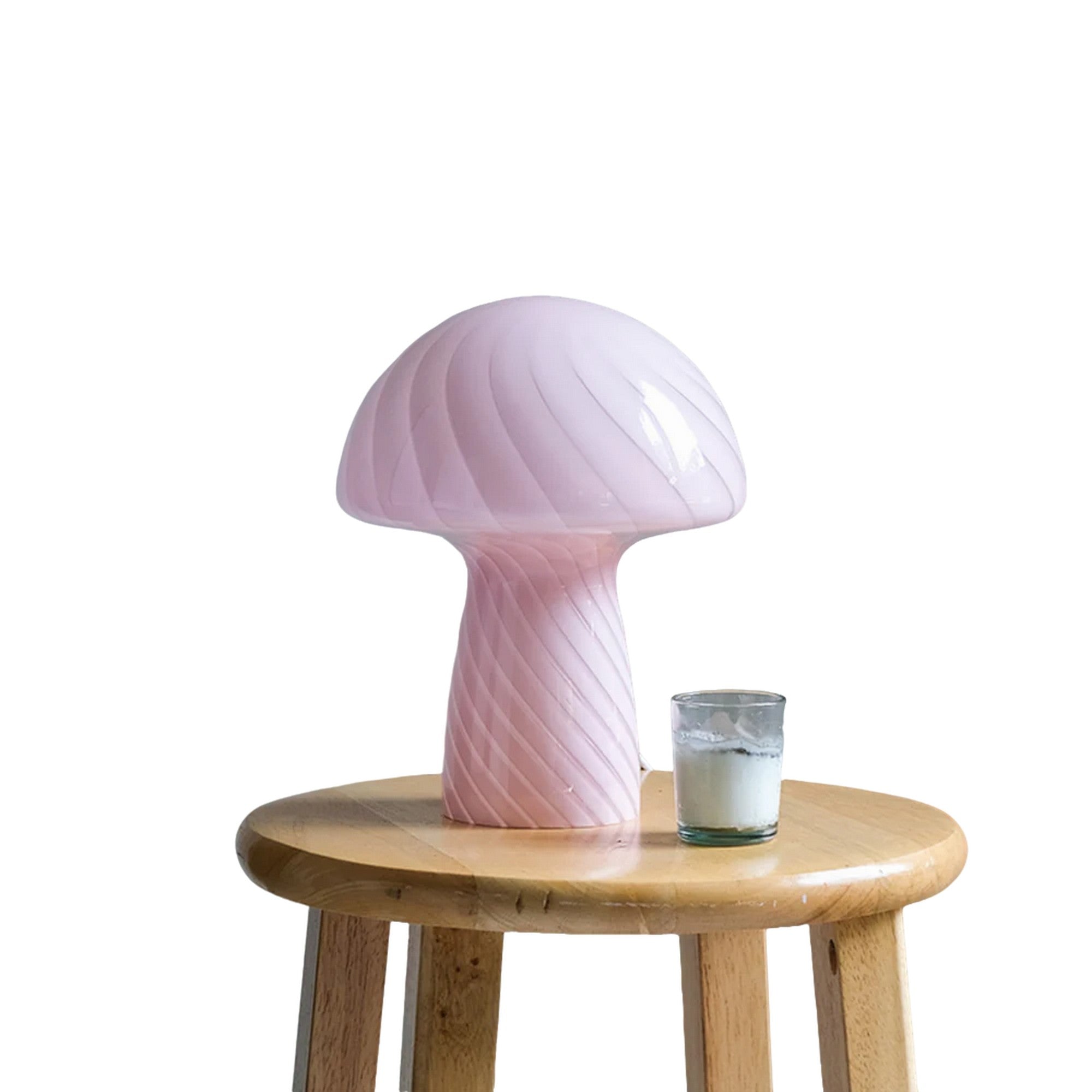 Glass Mushroom Table Lamp, Petite Close Top, Bubblegum