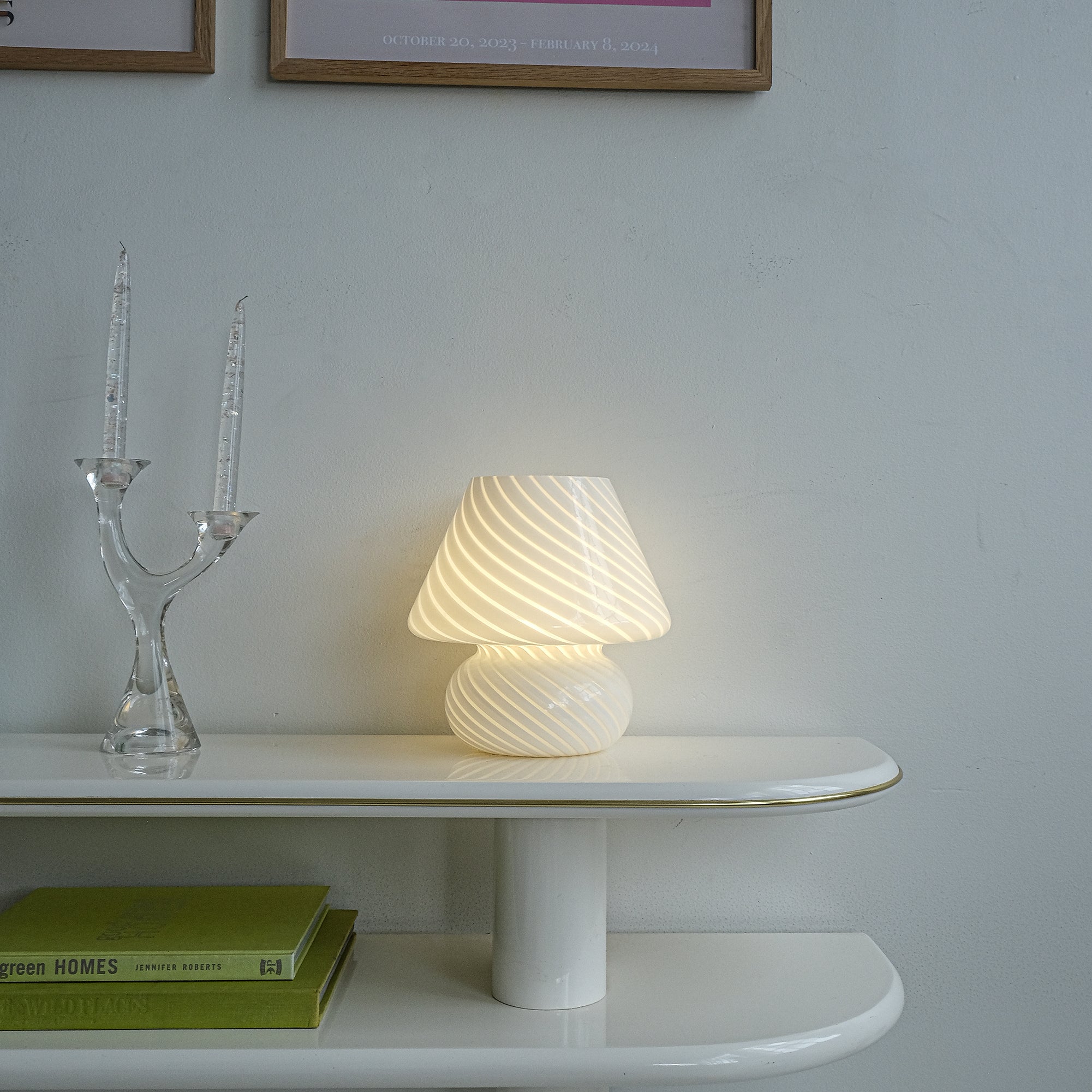 Glass Mushroom Table Lamp, Standard, White Swivel