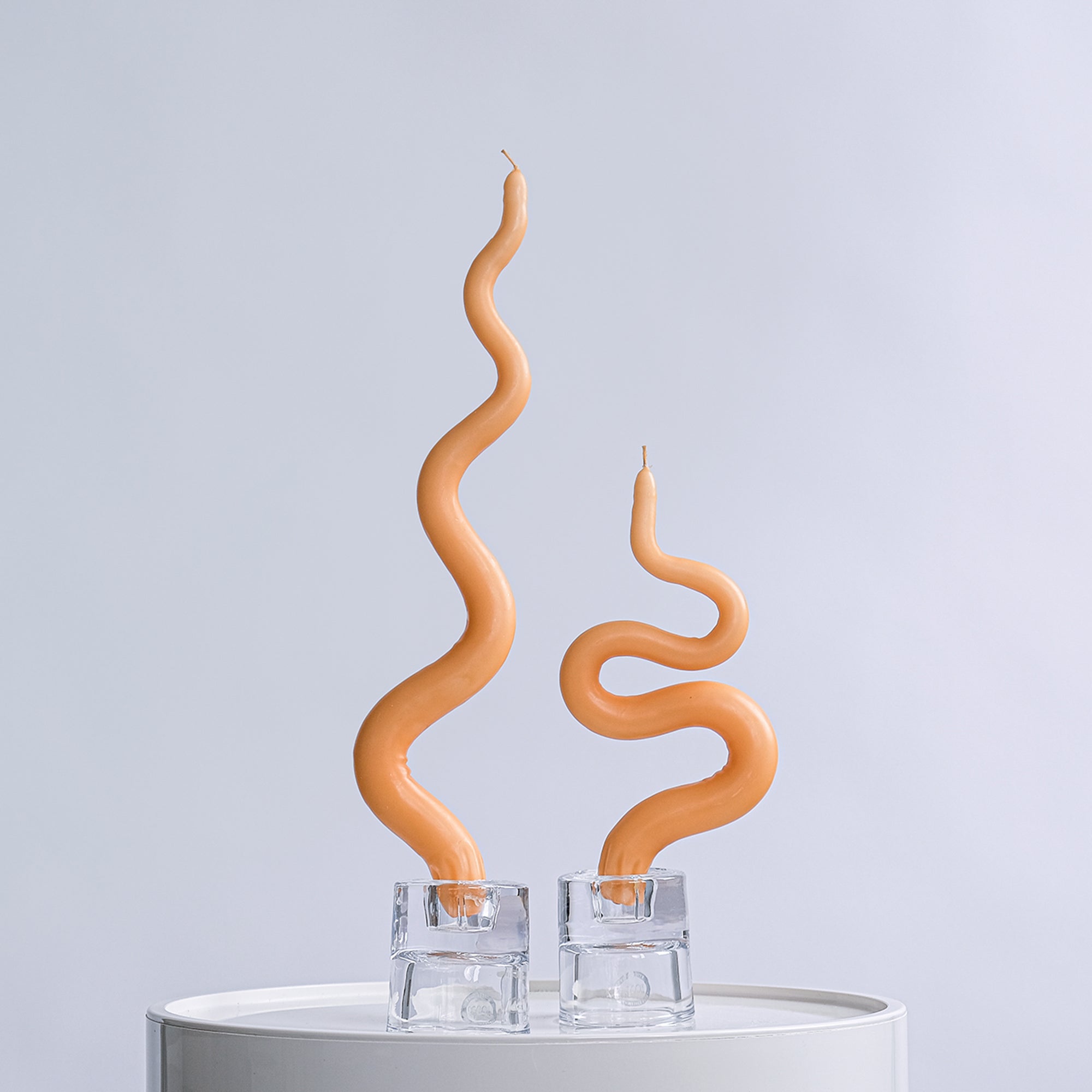 15" Hand Sculpted Squiggle Candle Sticks, Set of 2