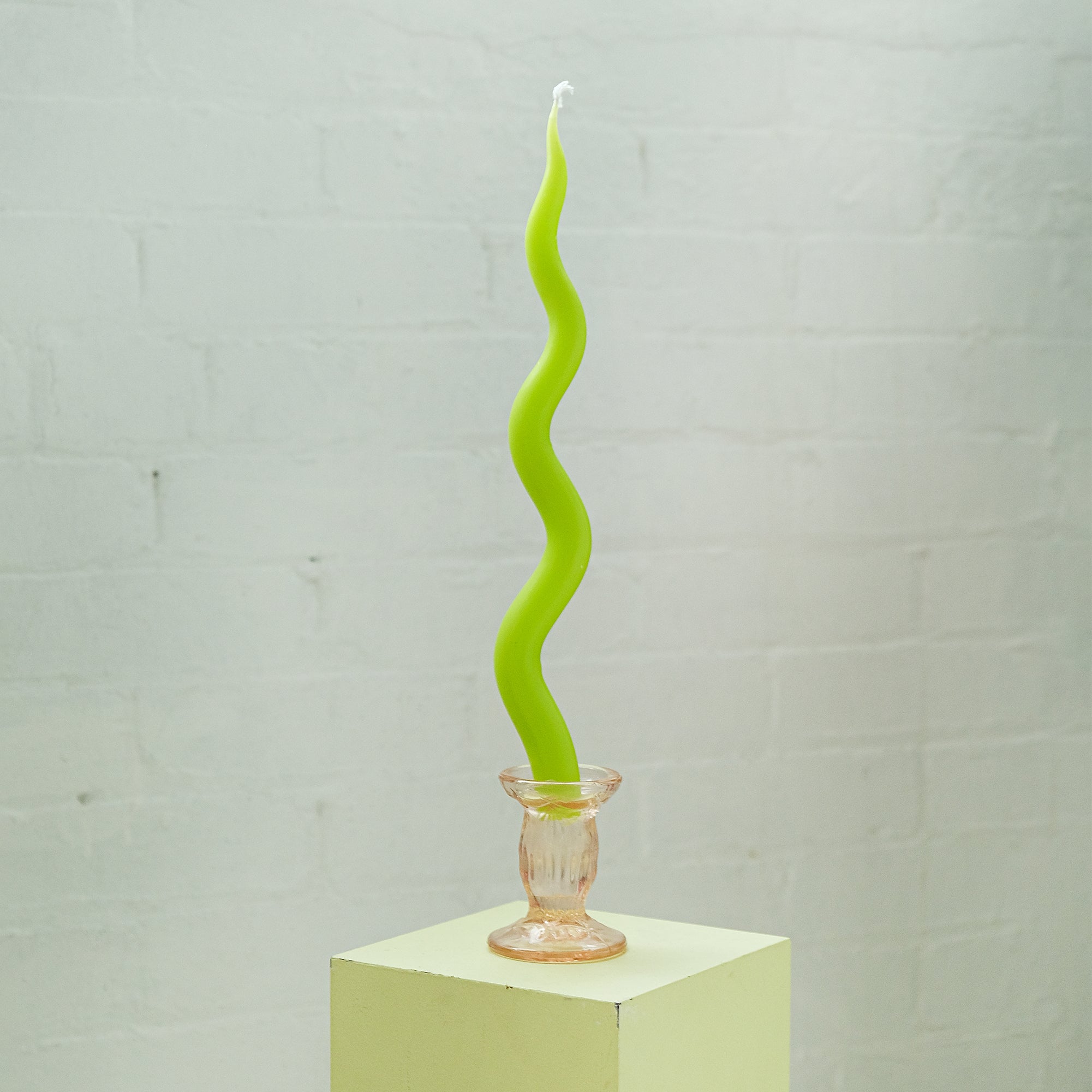 14" Hand Sculpted Squiggle Candle Sticks, Set of 2, Dripless