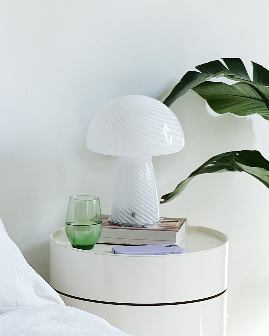 IMPERFECT SALE Glass Mushroom Table Lamp, Large Close Top, White