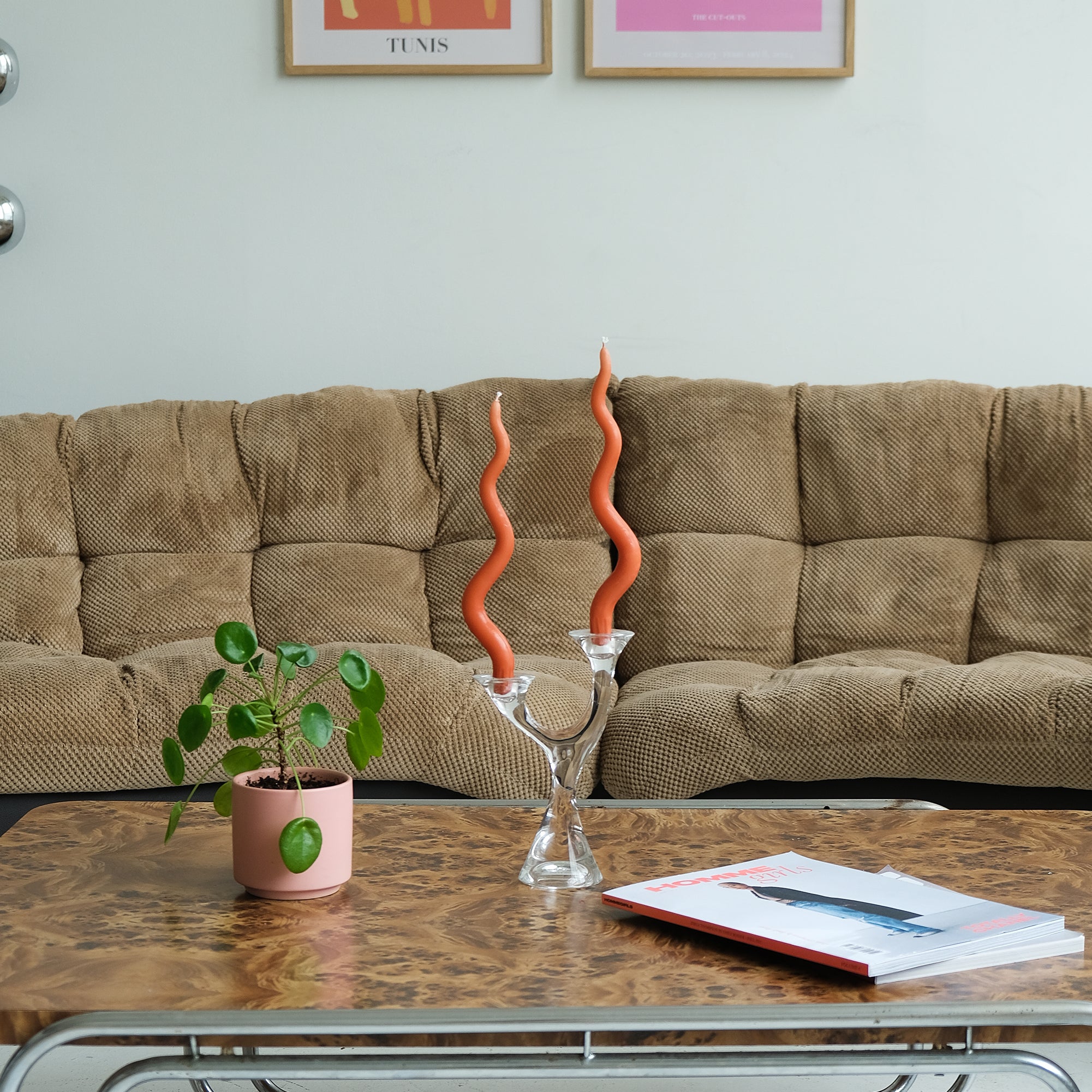 12" Hand Sculpted Squiggle Candle Sticks, Set of 2