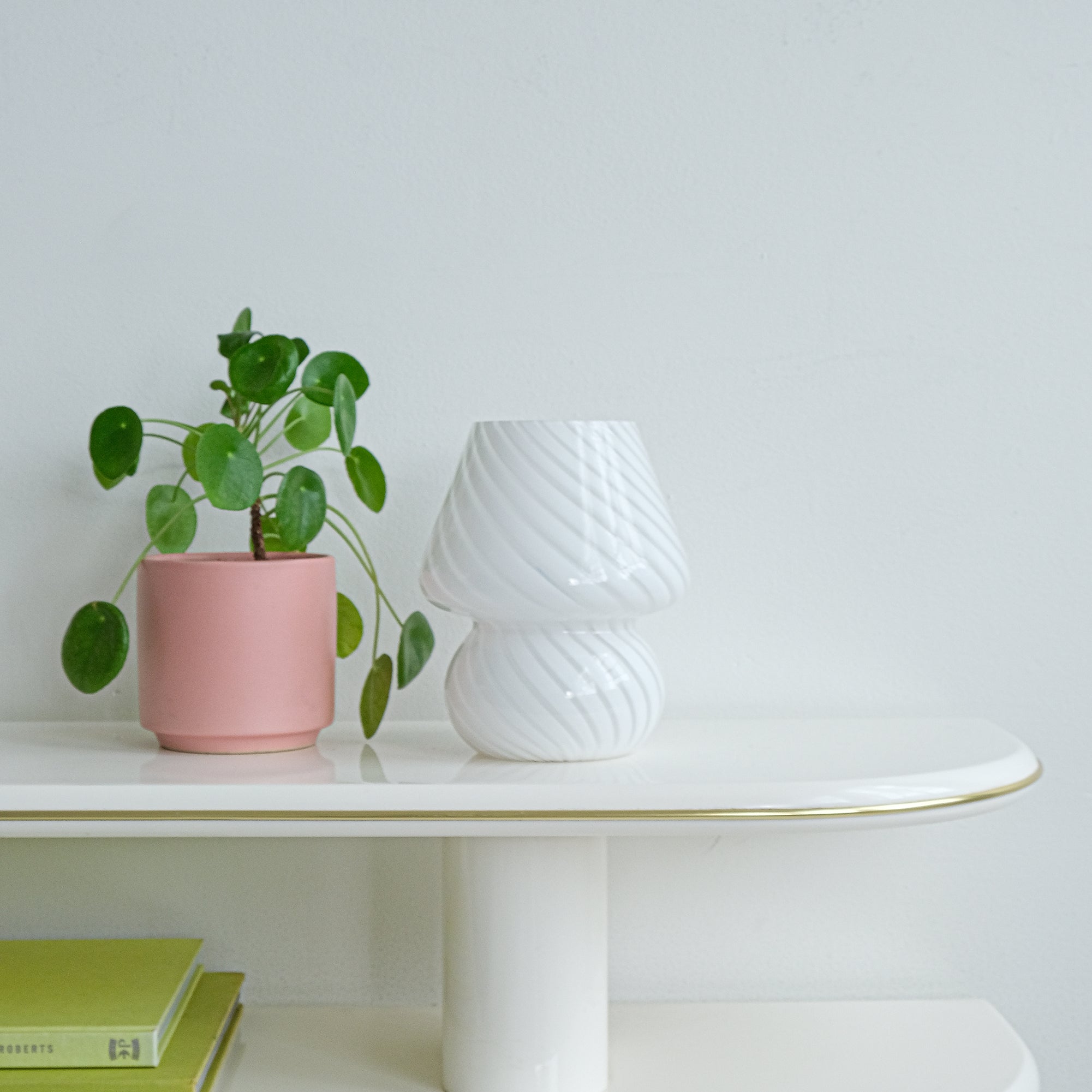 Glass Mushroom Table Lamp, Mini, White Swivel