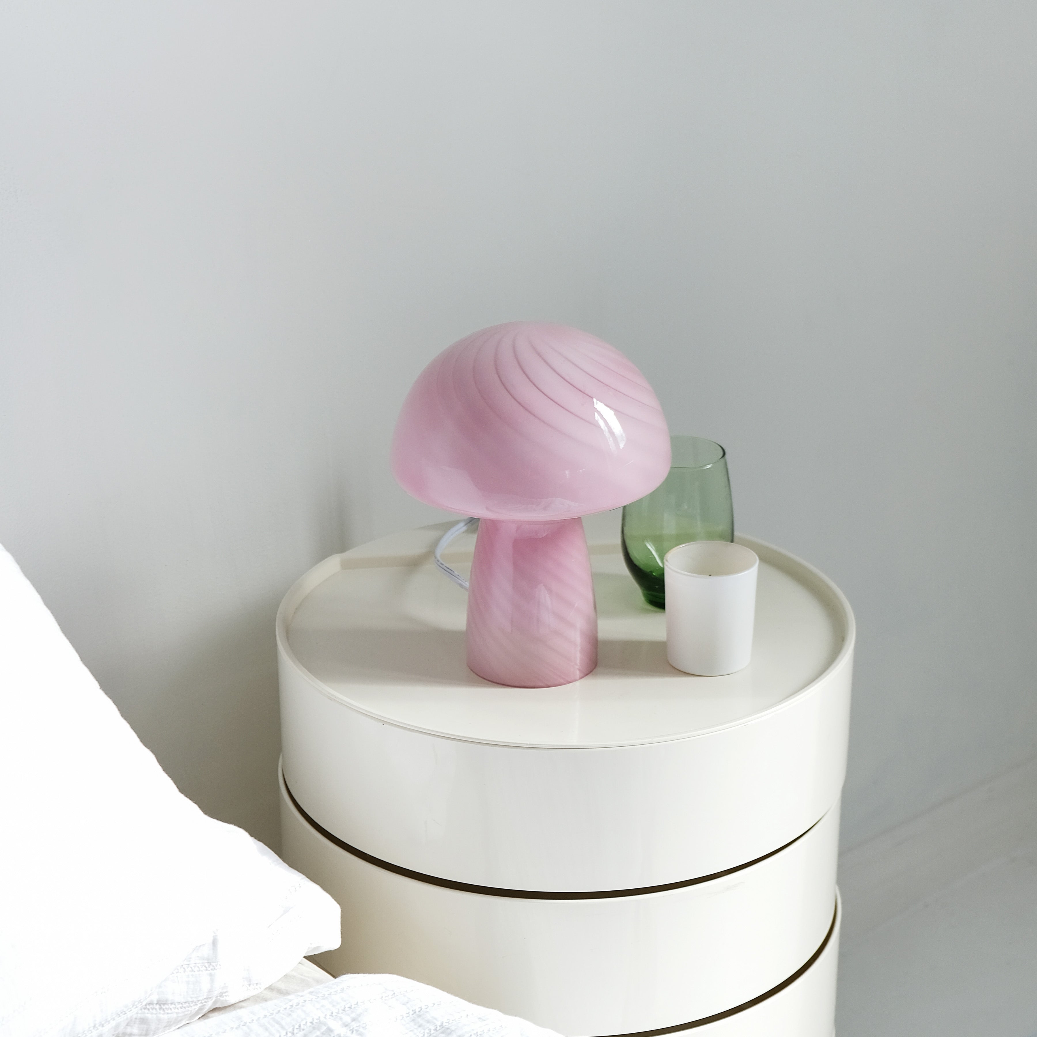 Glass Mushroom Table Lamp, Petite Close Top, Rose Pink