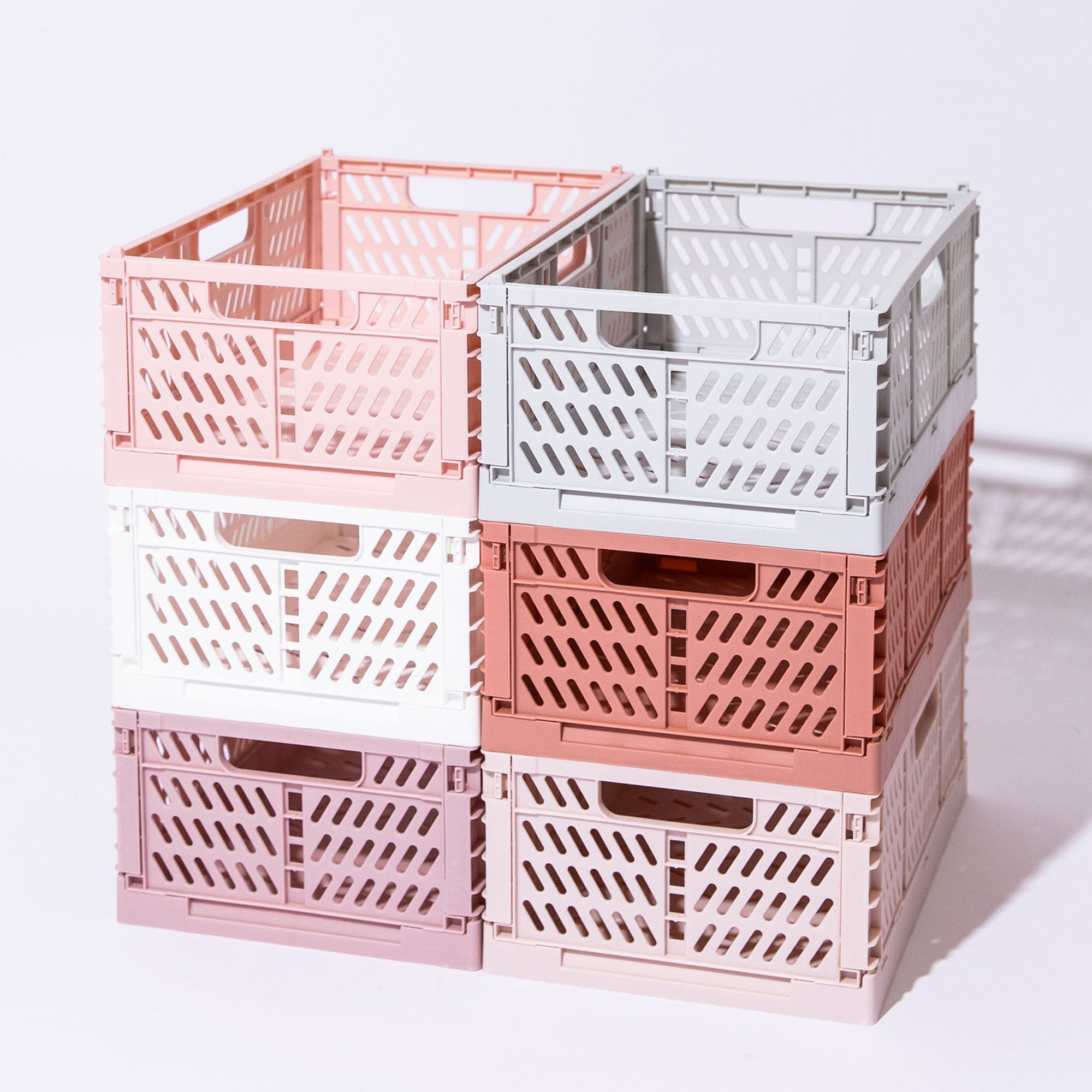 Medium Storage Crate, Baby Pink, Set of 2