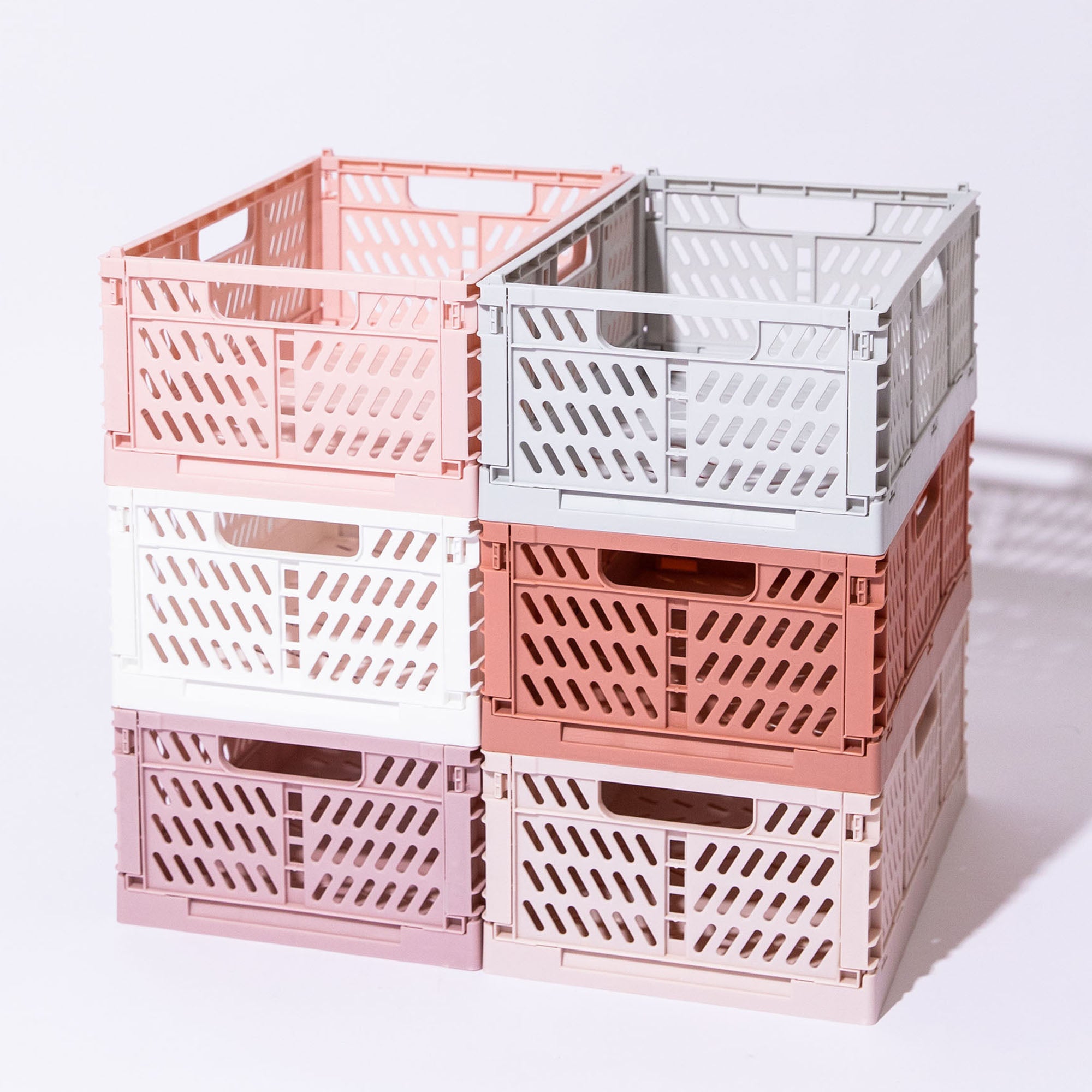 Medium Storage Crate, Off White, Set of 2