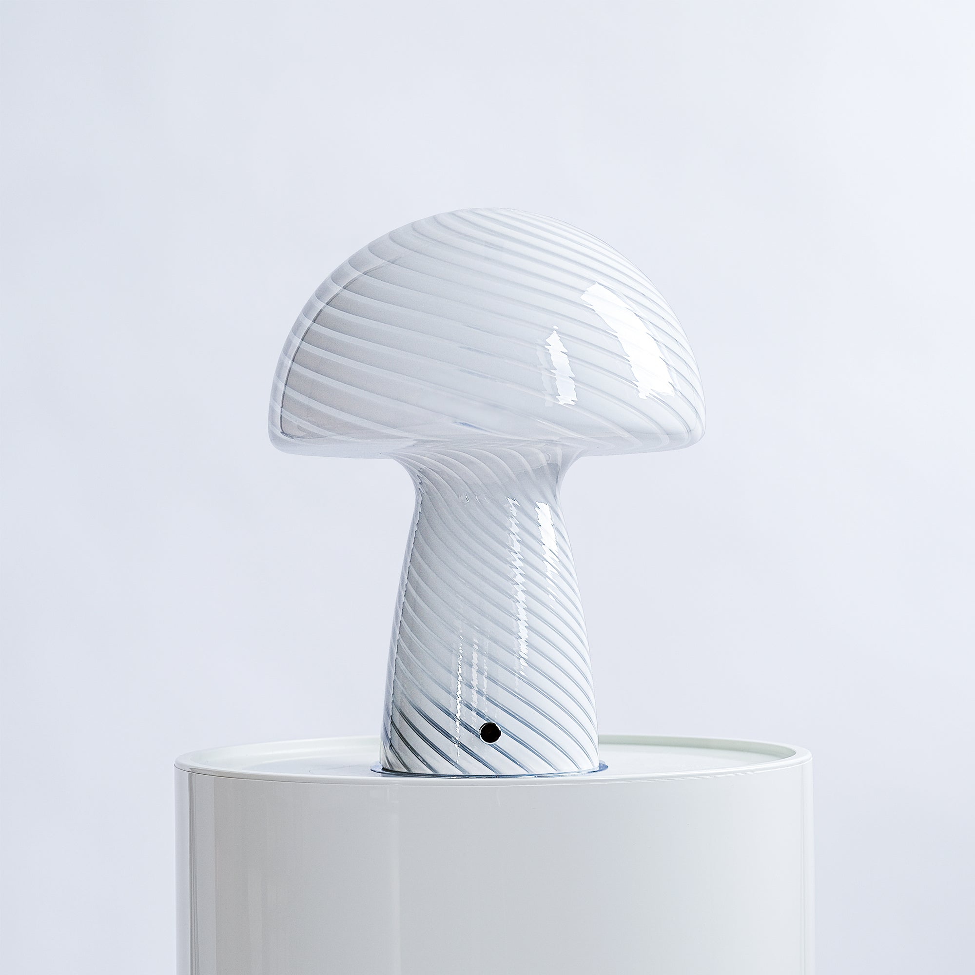 IMPERFECT SALE Glass Mushroom Table Lamp, Large Close Top, White