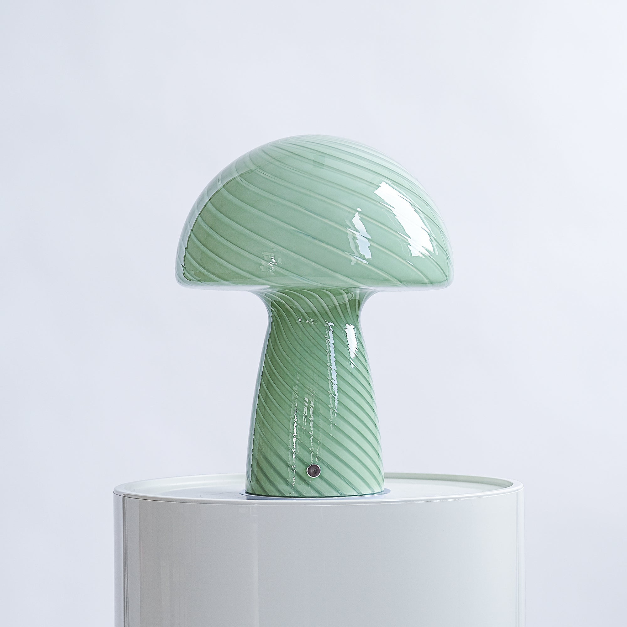 Glass Mushroom Table Lamp, Large Close Top, Jade Green