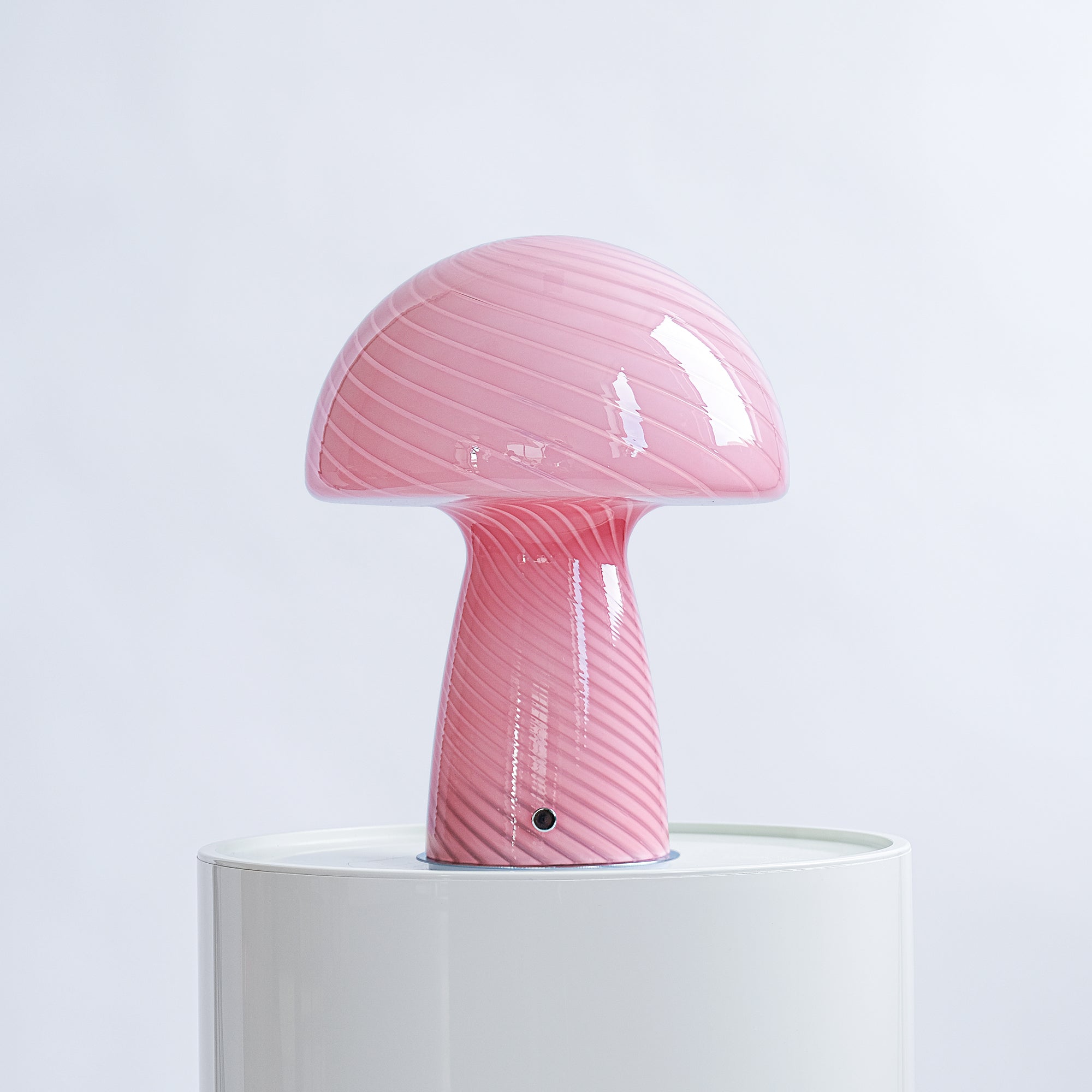 Glass Mushroom Table Lamp, Large Close Top, Pink