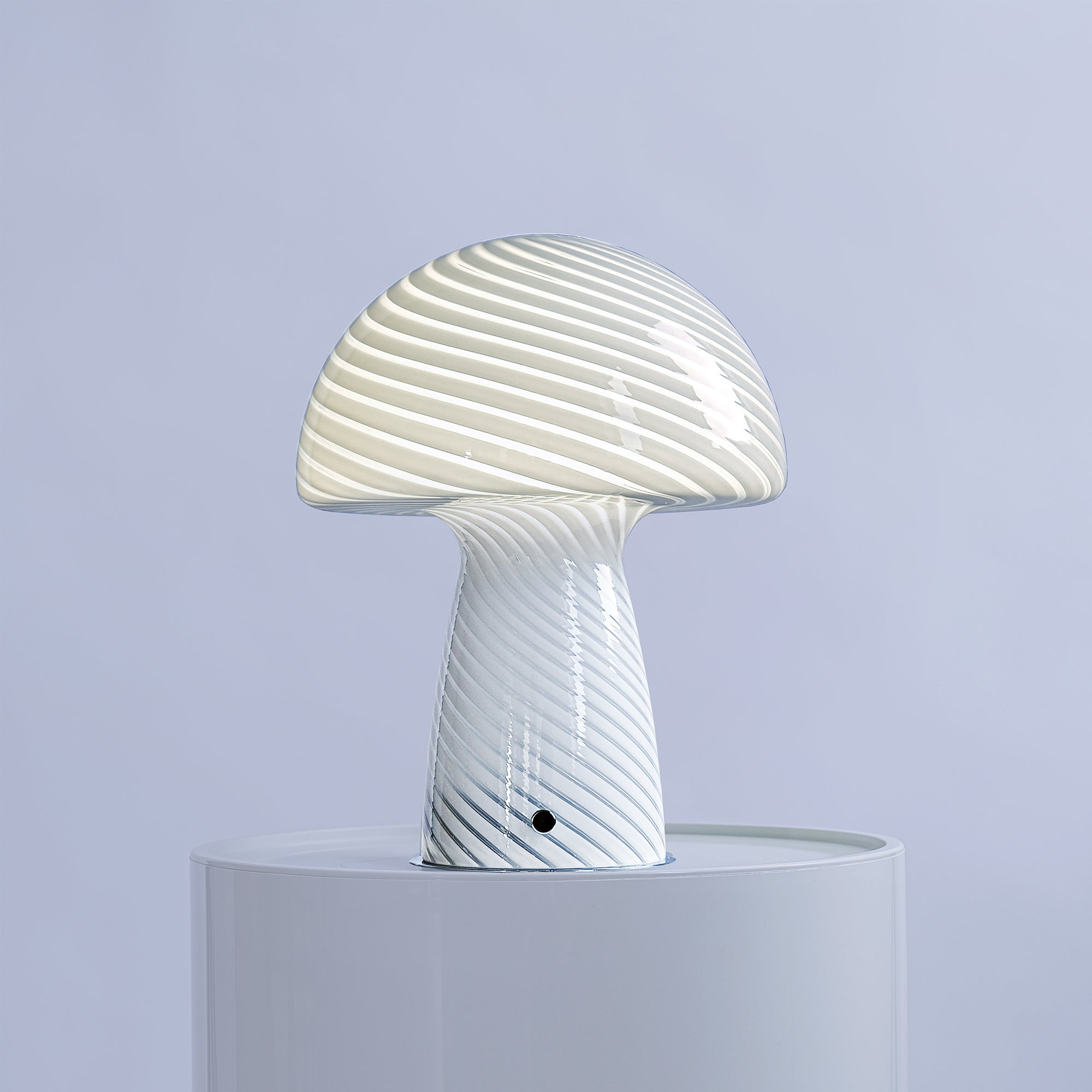 IMPERFECT SALE Glass Mushroom Table Lamp, Large Close Top, White