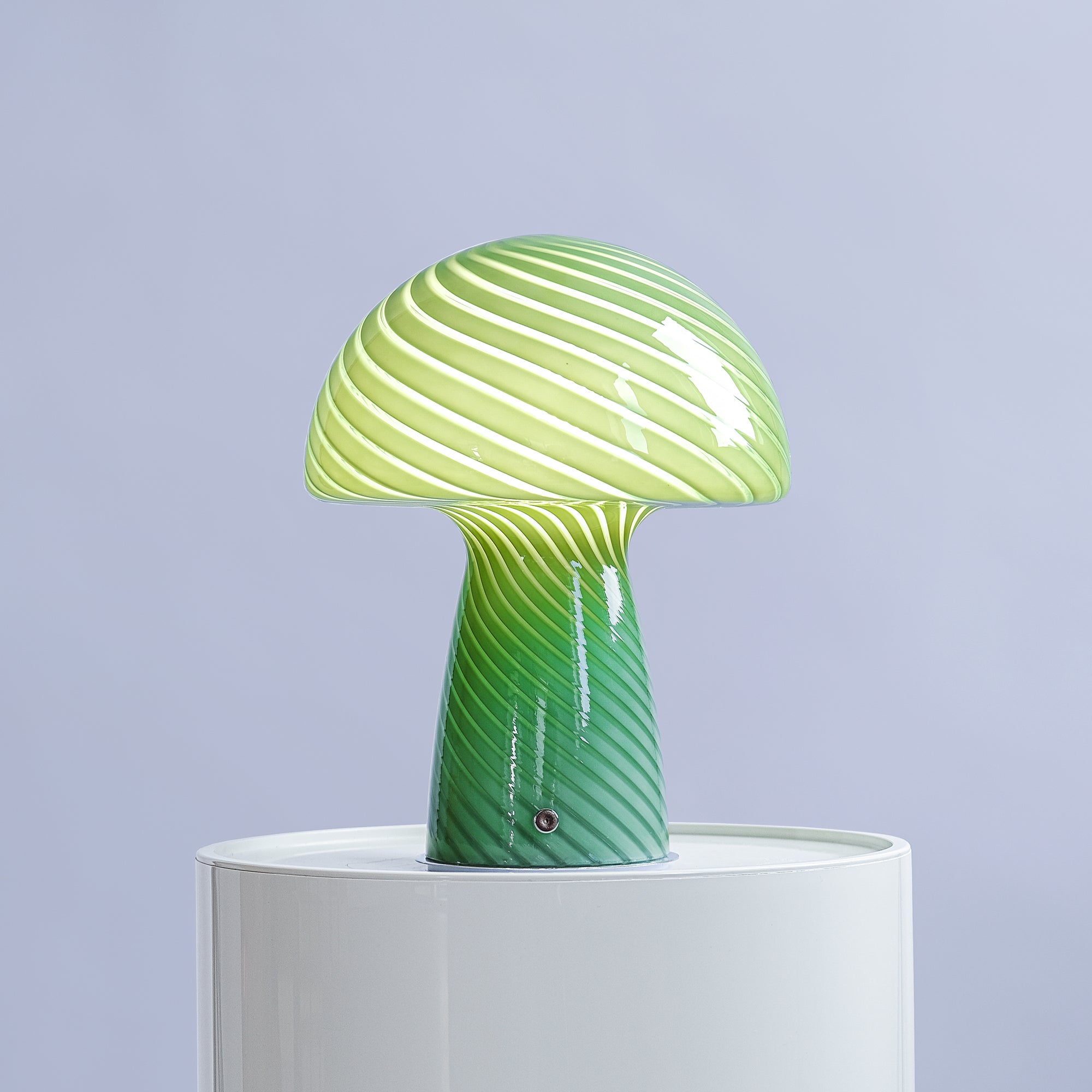 Glass Mushroom Table Lamp, Large Close Top, Jade Green