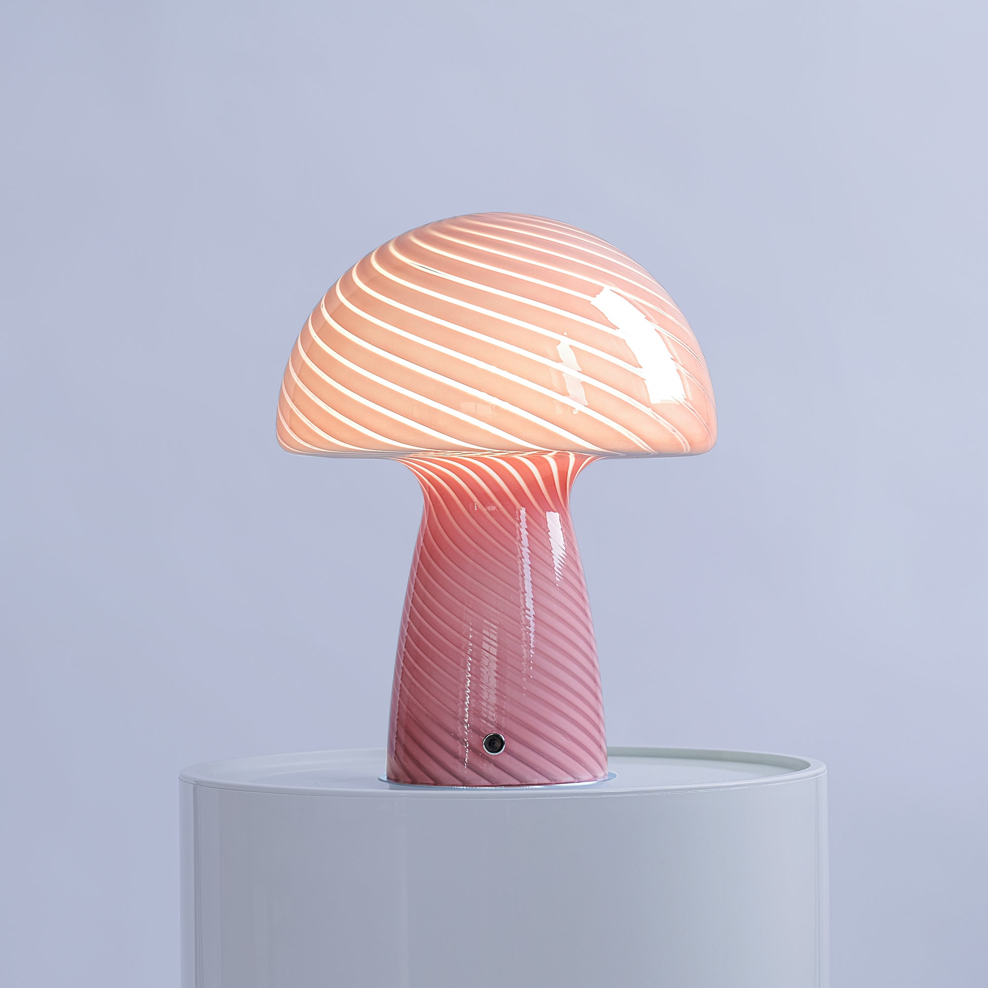 Glass Mushroom Table Lamp, Large Close Top, Pink