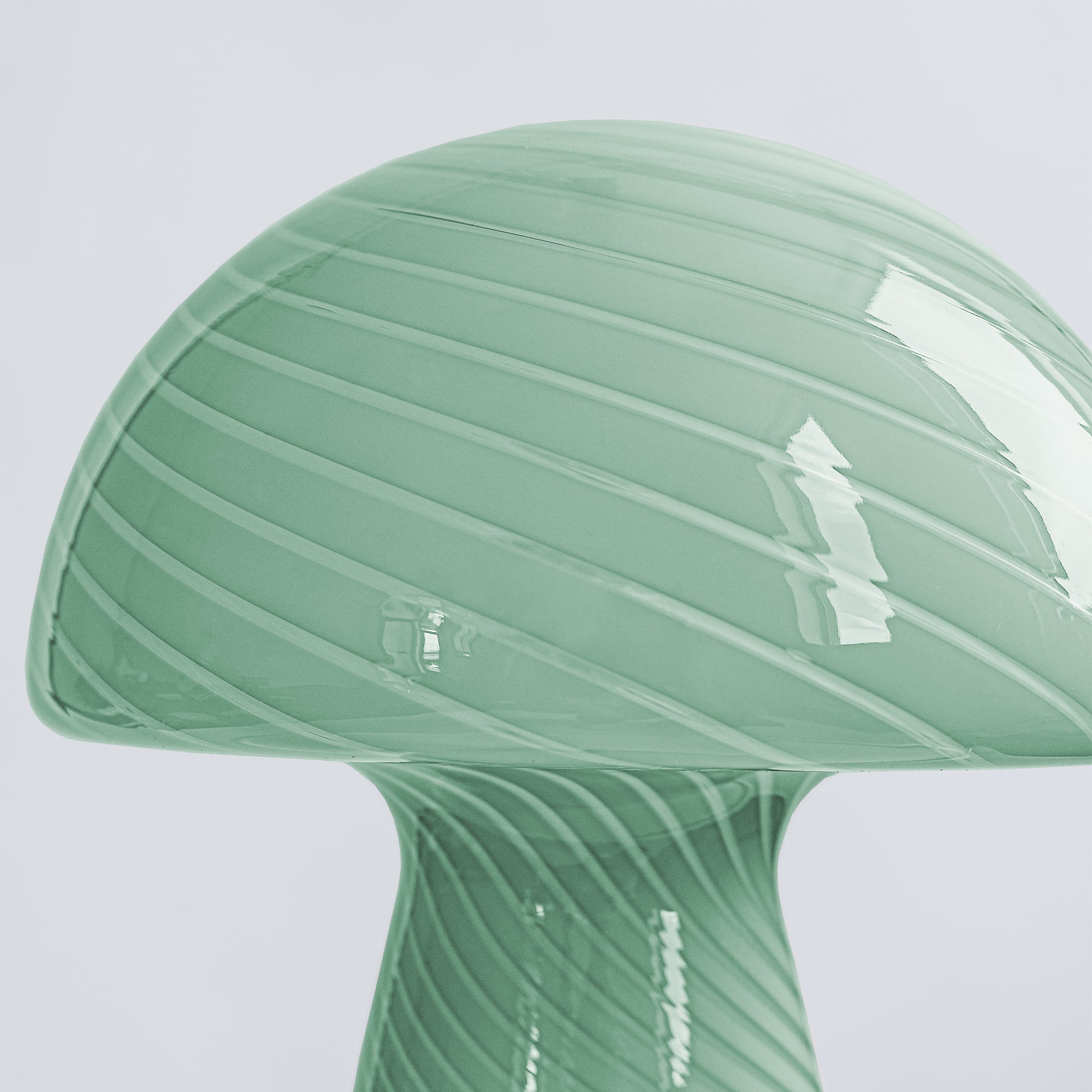 Glass Mushroom Table Lamp, Large Close Top, Jade Green