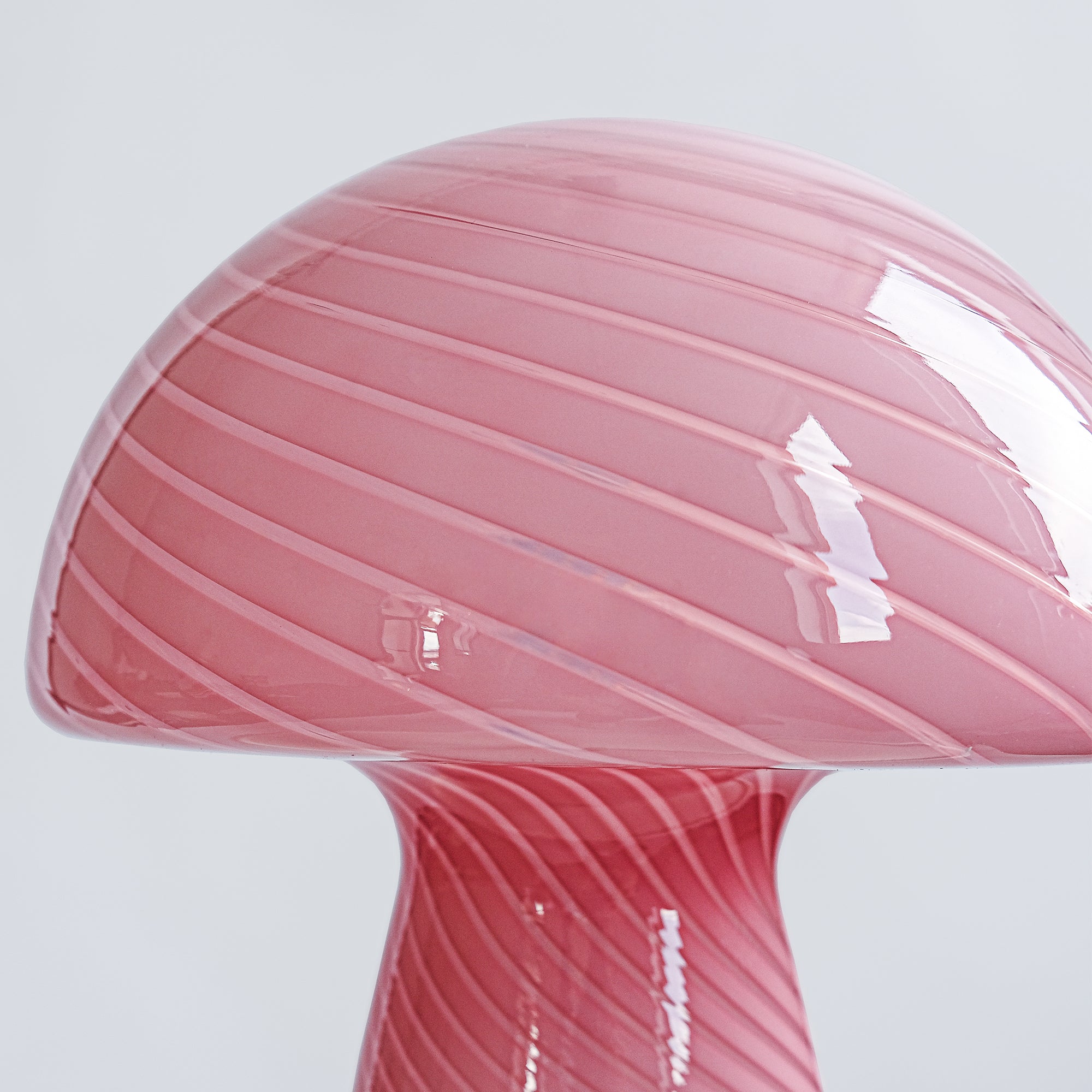 Glass Mushroom Table Lamp, Large Close Top, Pink