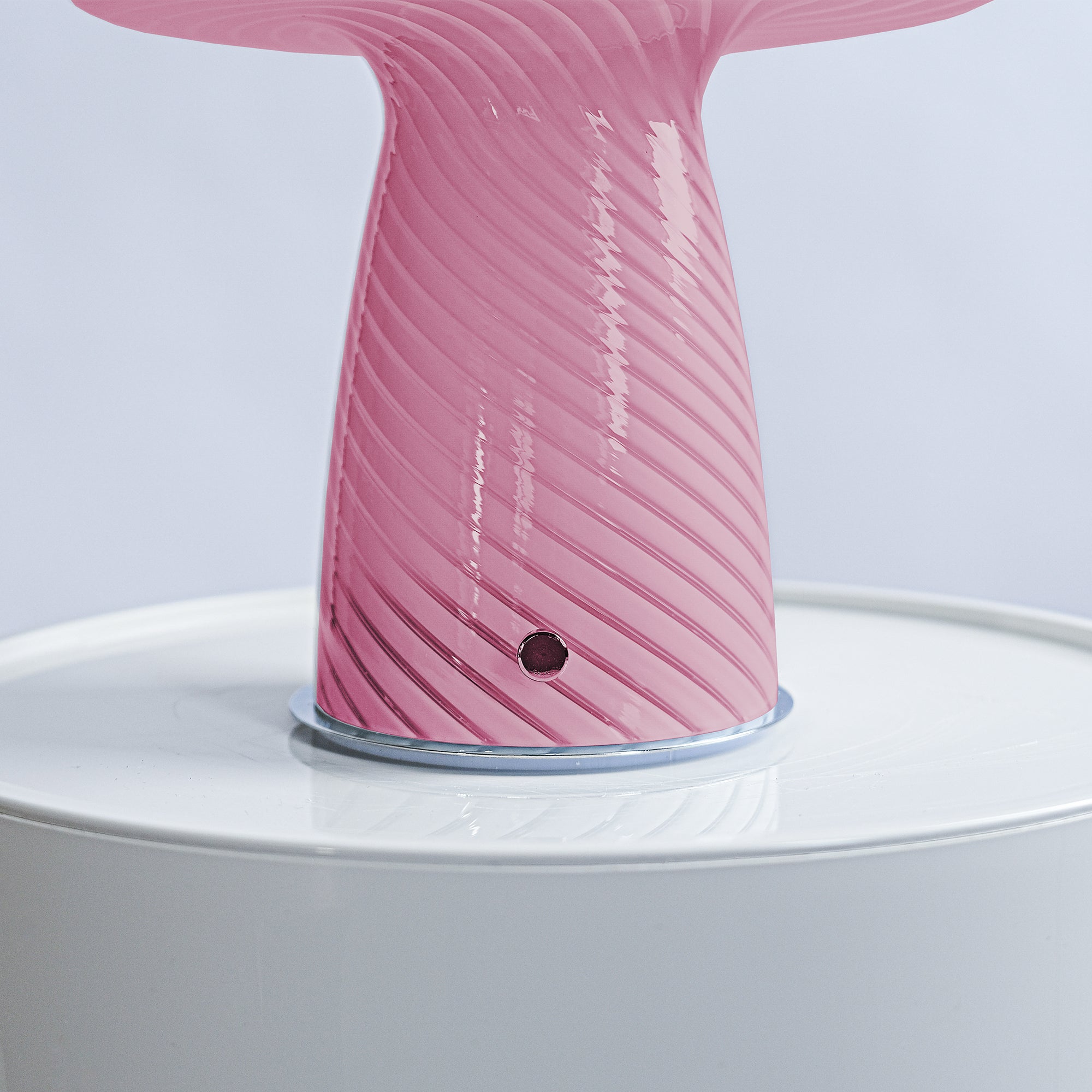 Glass Mushroom Table Lamp, Large Close Top, Pink