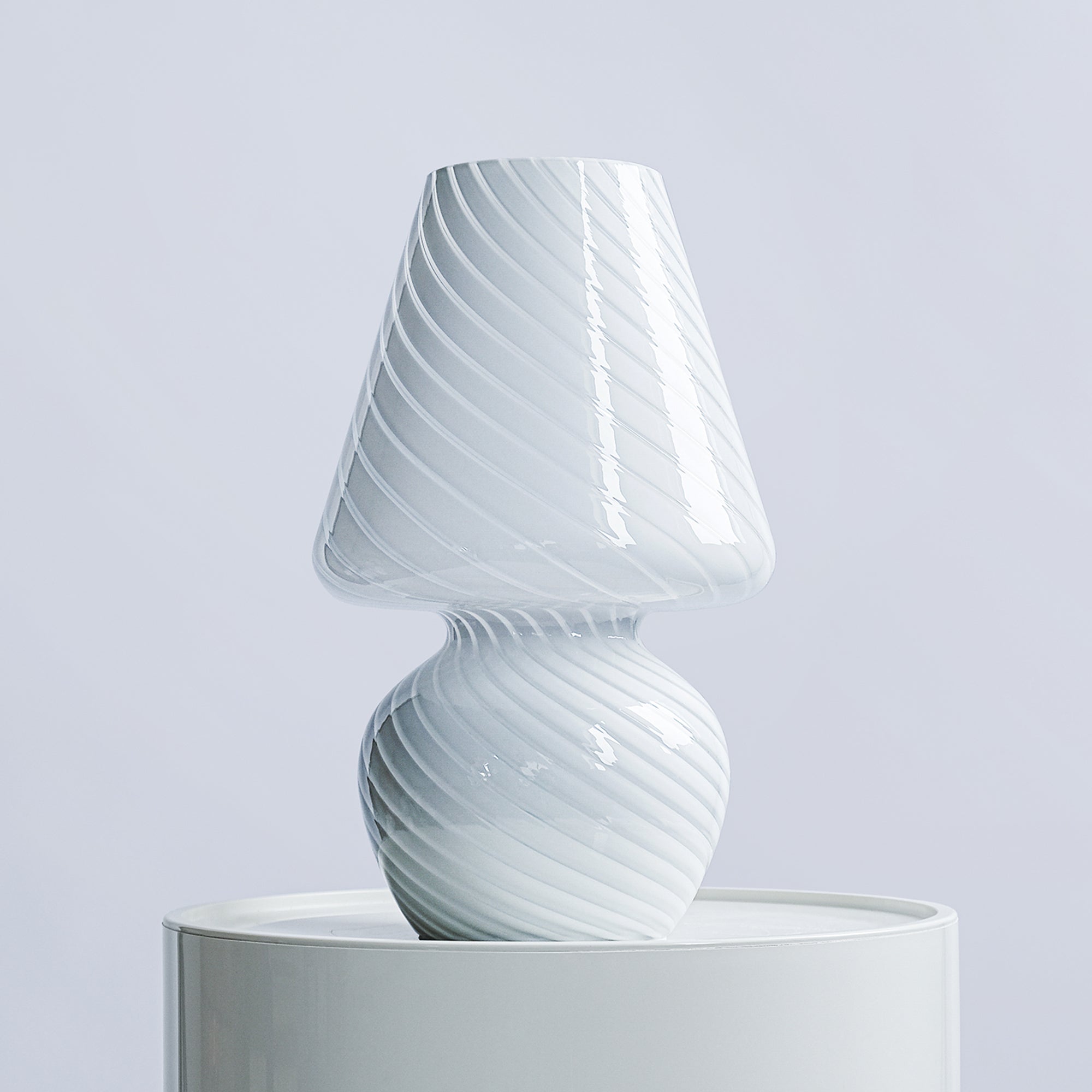 Glass Mushroom Table Lamp, Tall, White Swivel