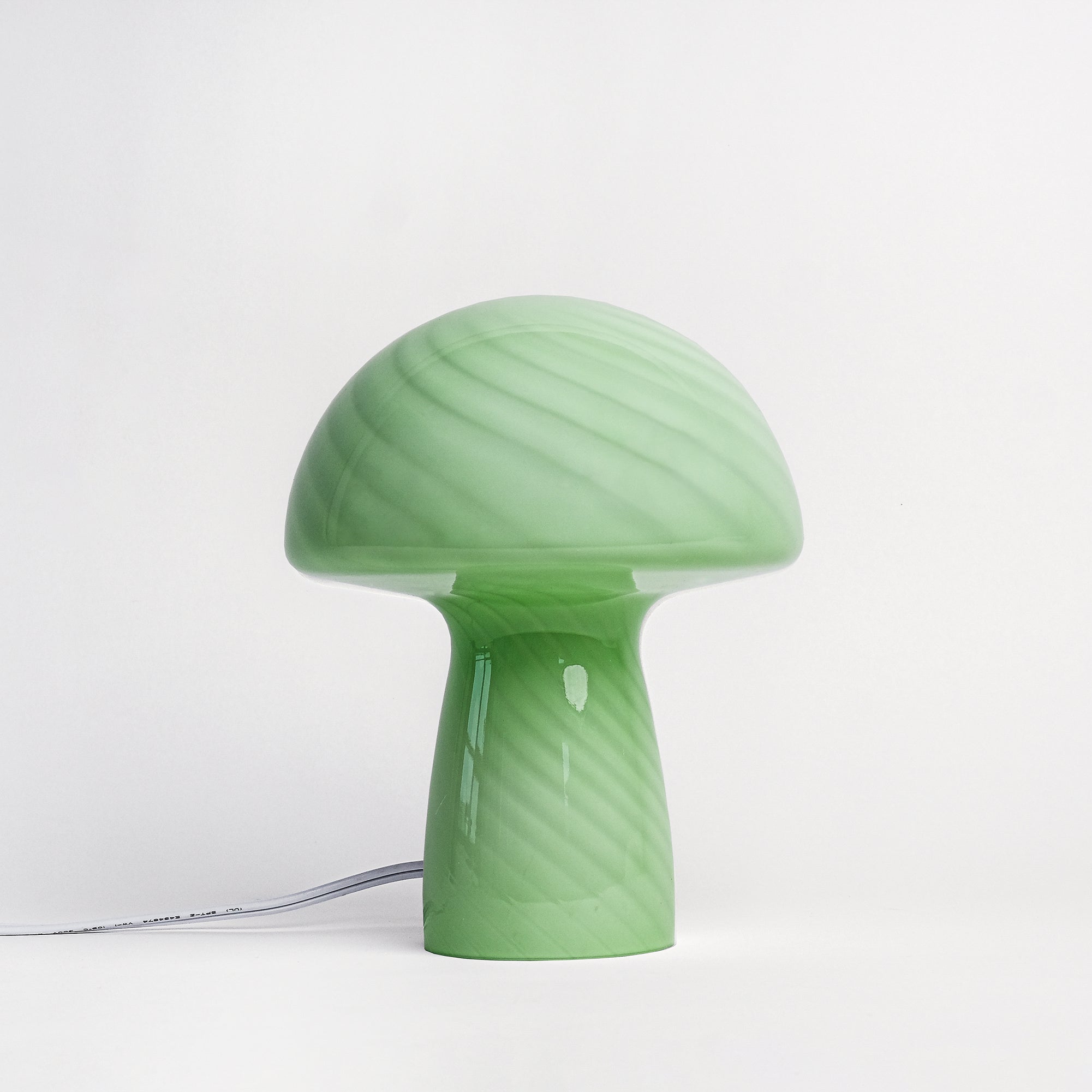 Glass Mushroom Table Lamp, Petite Close Top, Cucumber Green