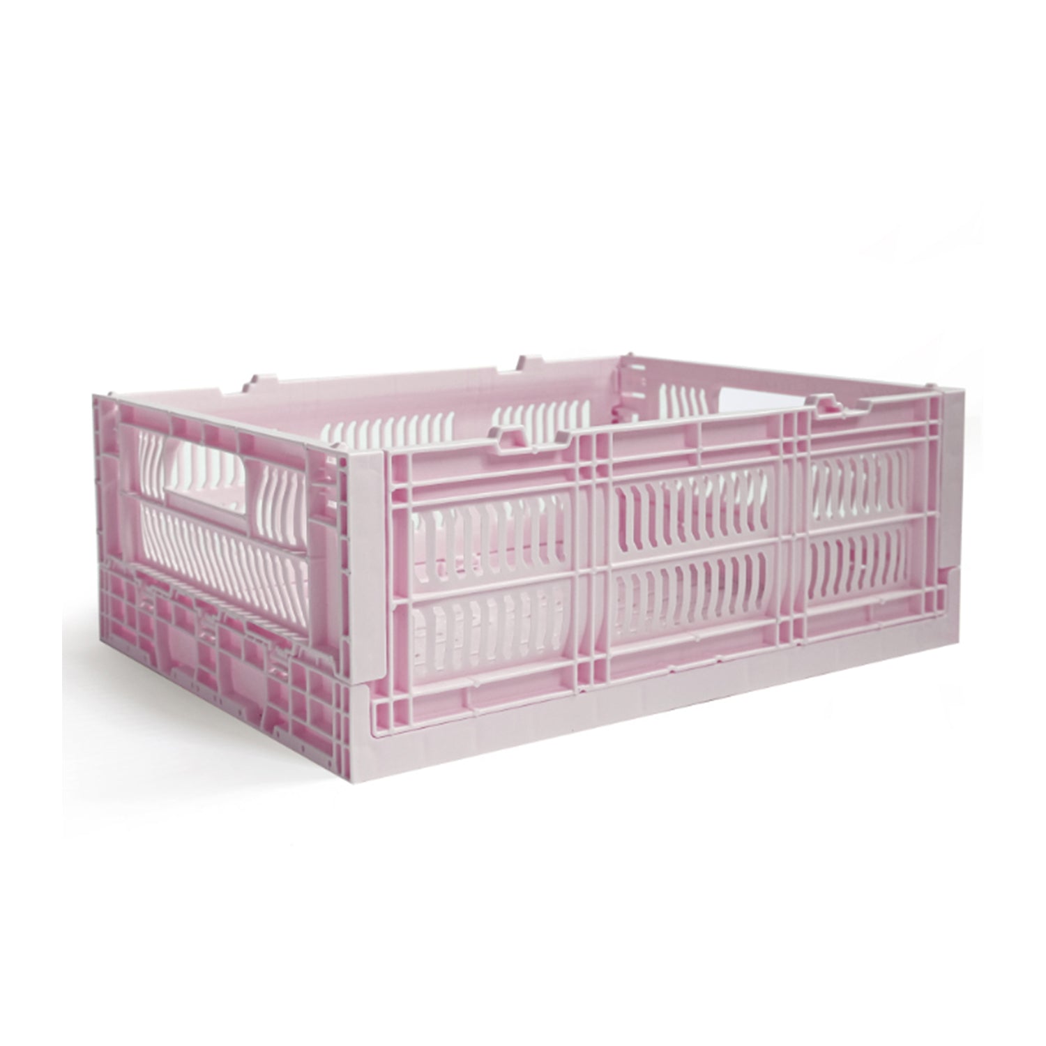 Heavy Duty Medium Short Storage Crate, Pink, Set of 2