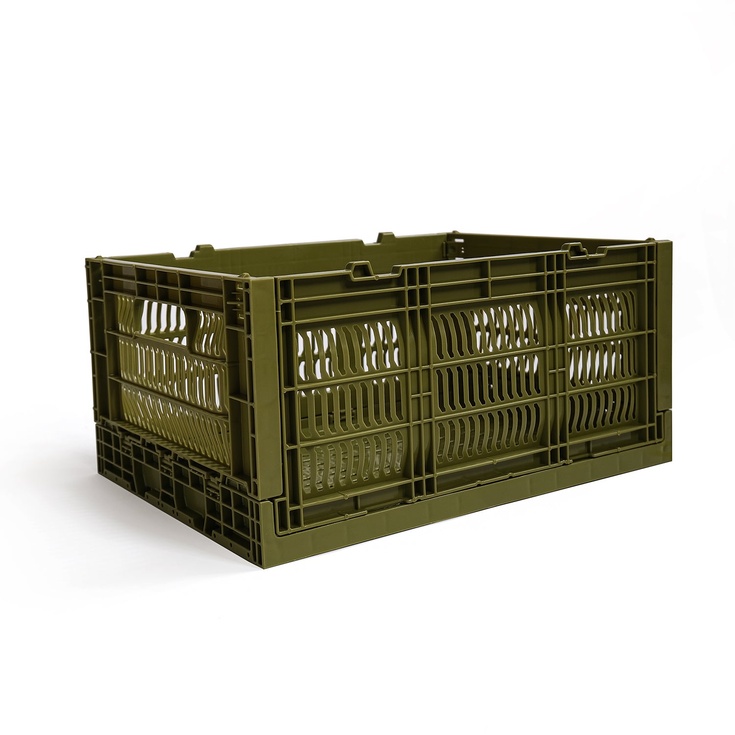 Heavy Duty Medium Tall Storage Crate, Green, Set of 2