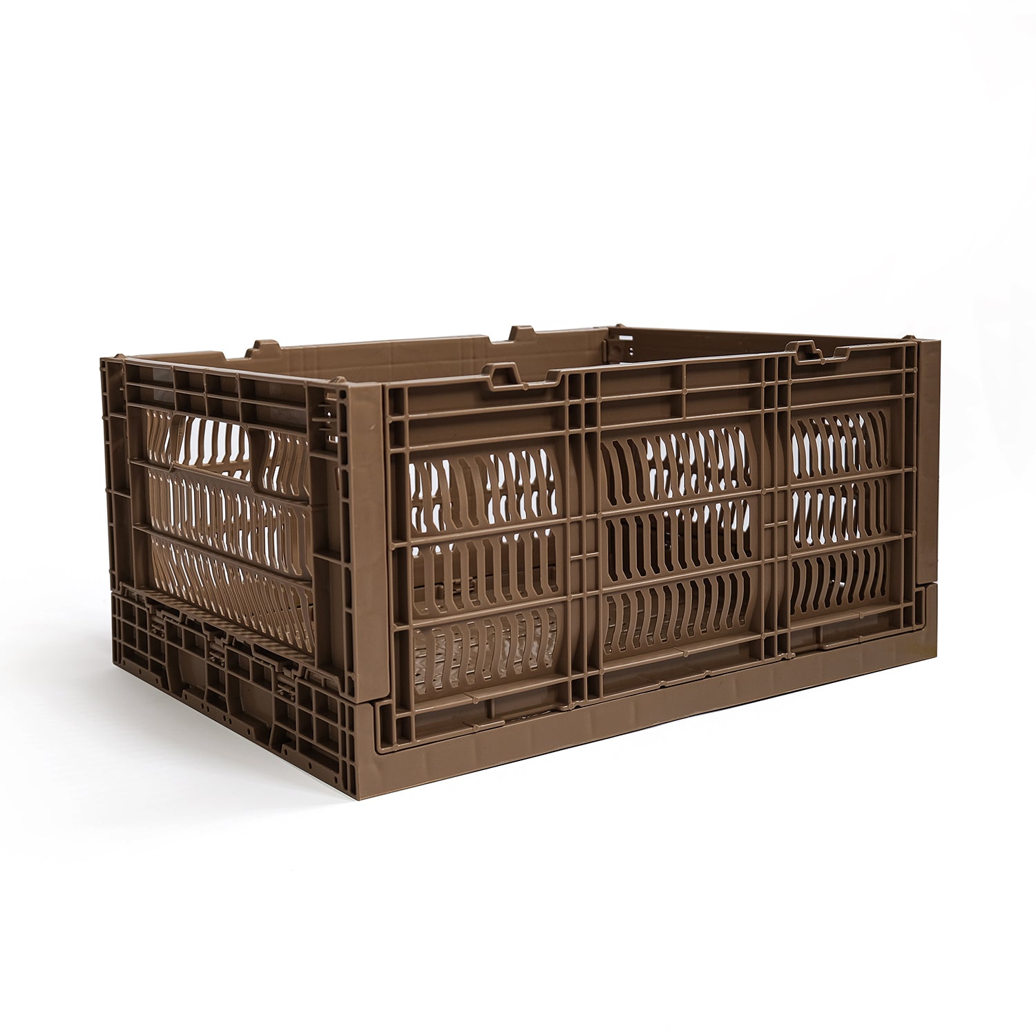 Heavy Duty Medium Tall Storage Crate, Mocha, Set of 2