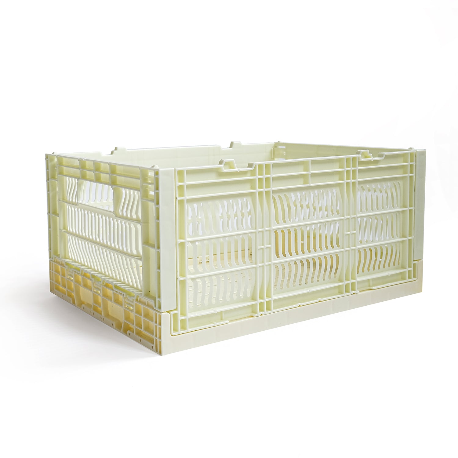 Heavy Duty Medium Tall Storage Crate, Butter, Set of 2