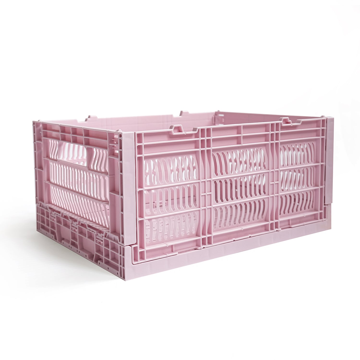 Heavy Duty Medium Tall Storage Crate, Pink, Set of 2