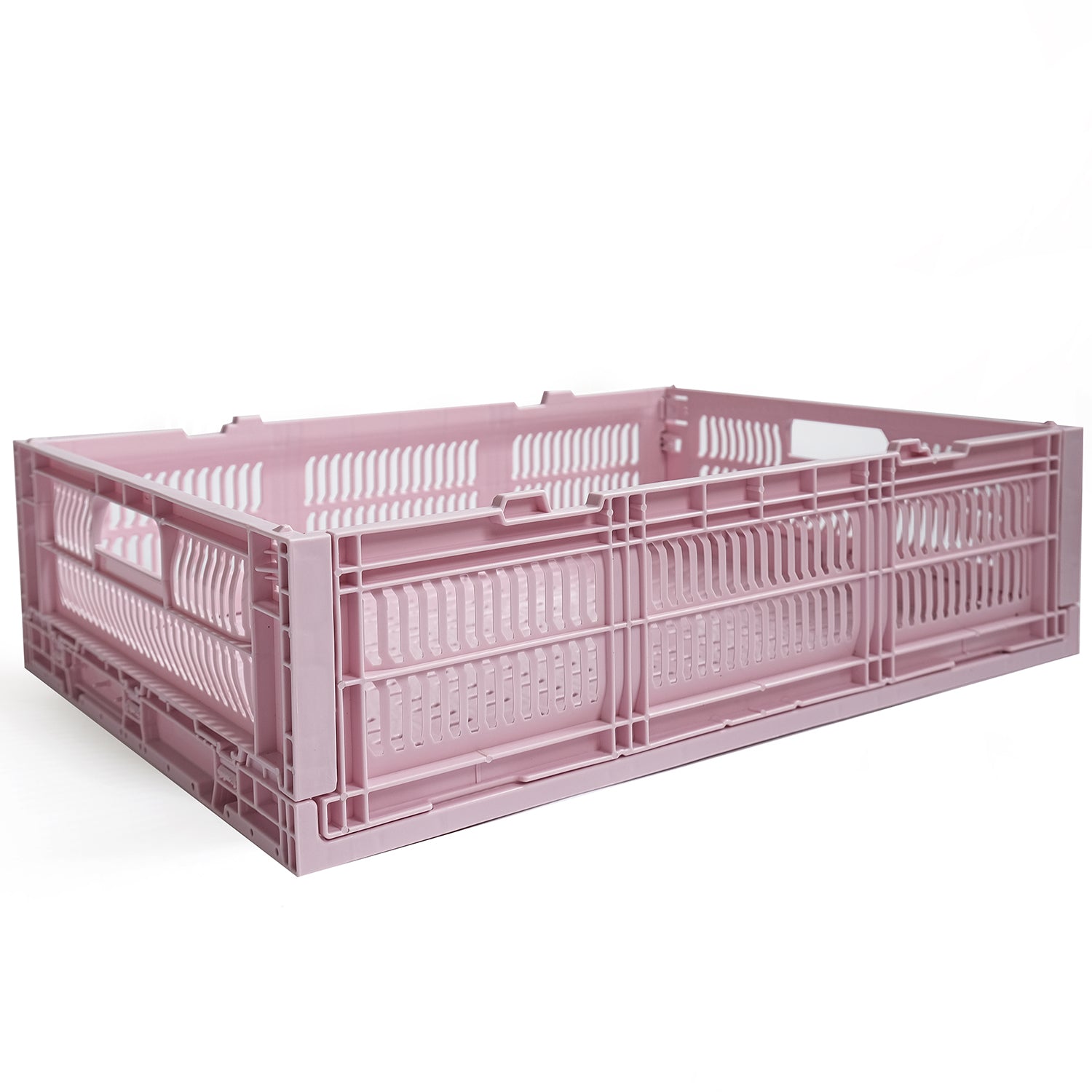 Heavy Duty Large Short Storage Crate, Pink, Set of 2