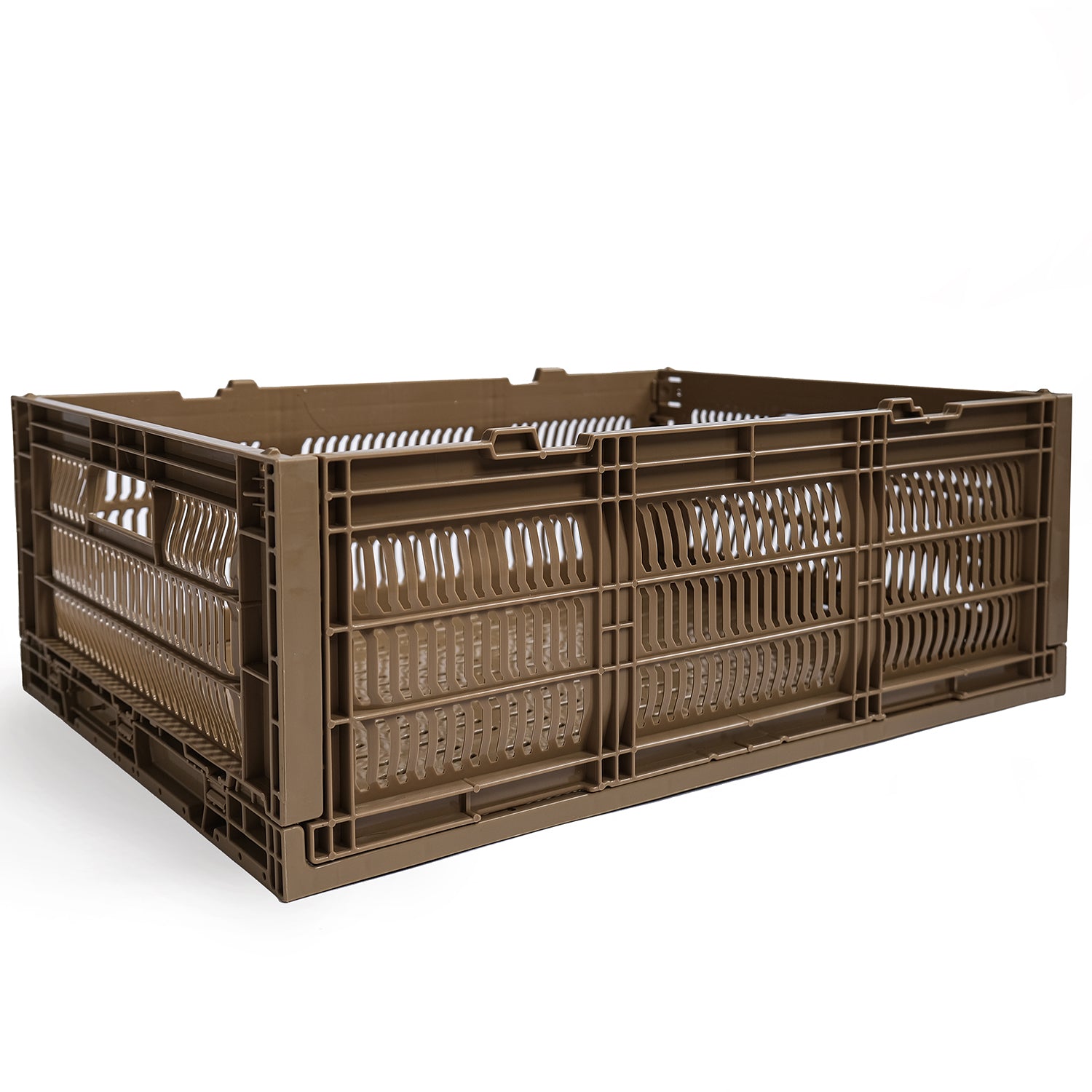 Heavy Duty Large Tall Storage Crate, Mocha, Set of 2